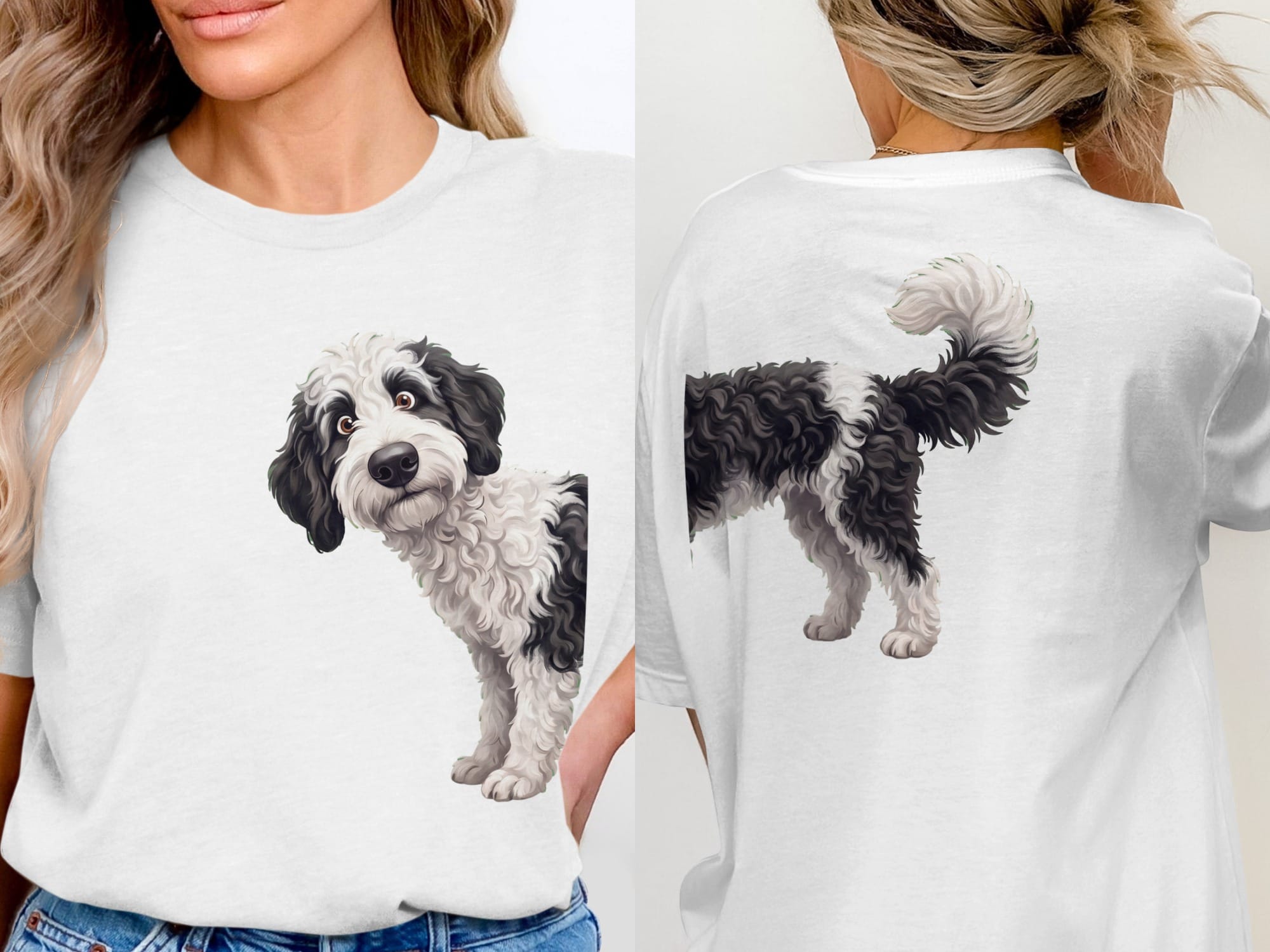 Coming & Going Sheepadoodle T-Shirt in White / S by Puppy Jo