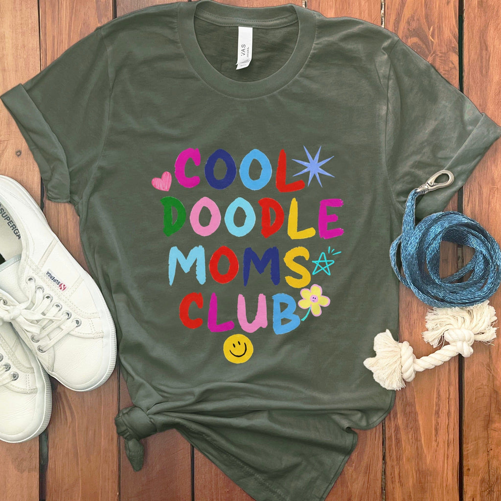 Cool Doodle Club T-Shirt in Military Green / S by Puppy Jo
