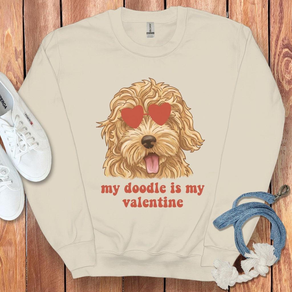 Cool Doodle Valentine Sweatshirt in Sand / S by Puppy Jo