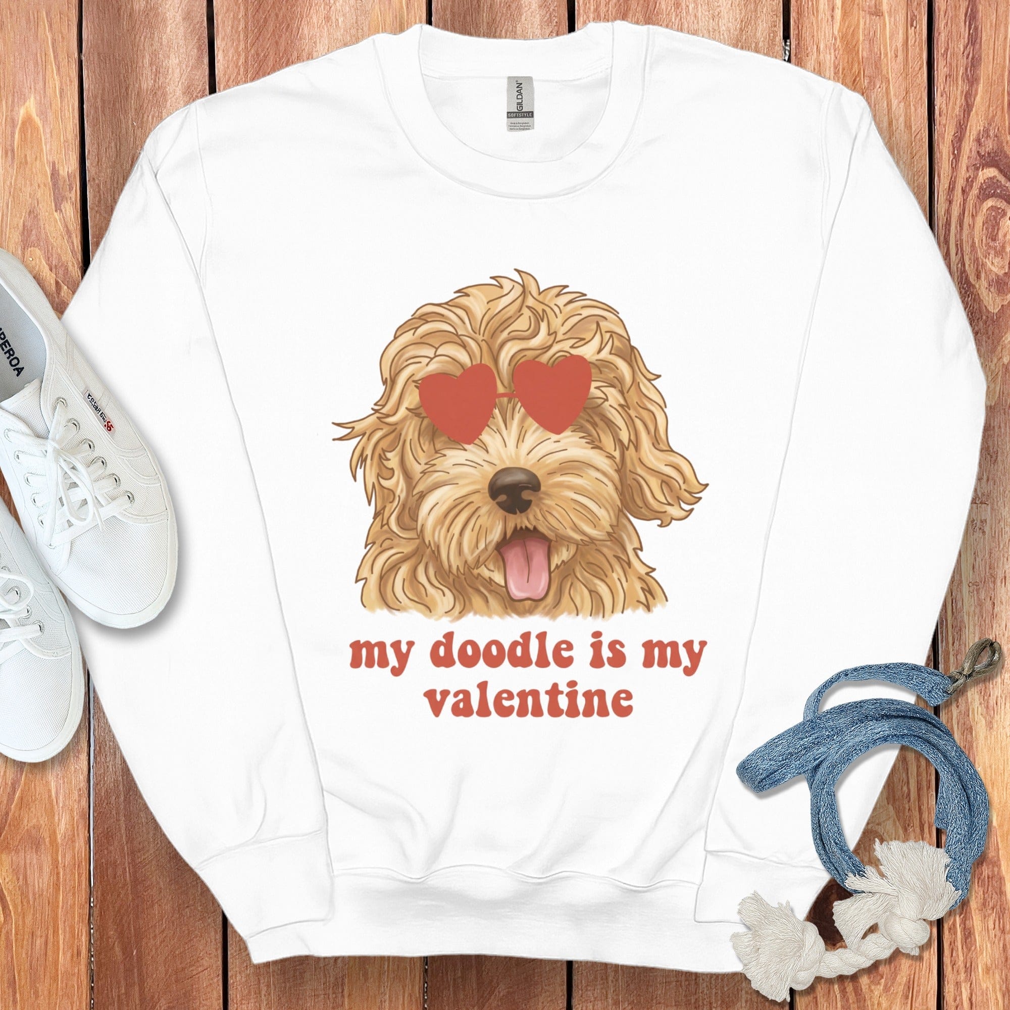 Cool Doodle Valentine Sweatshirt in White / S by Puppy Jo