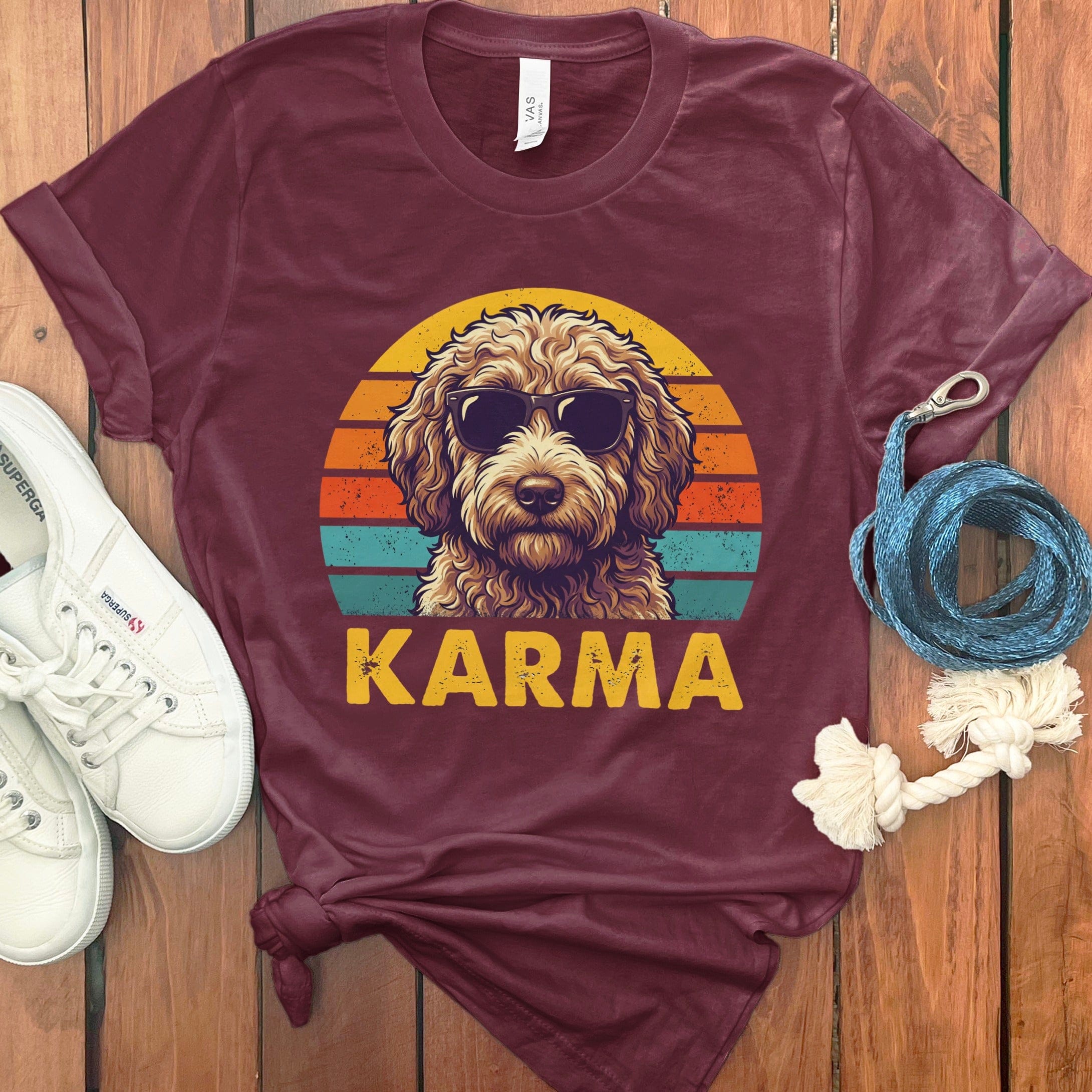 Cool Karma Doodle Dog T-Shirt in Maroon / S by Puppy Jo