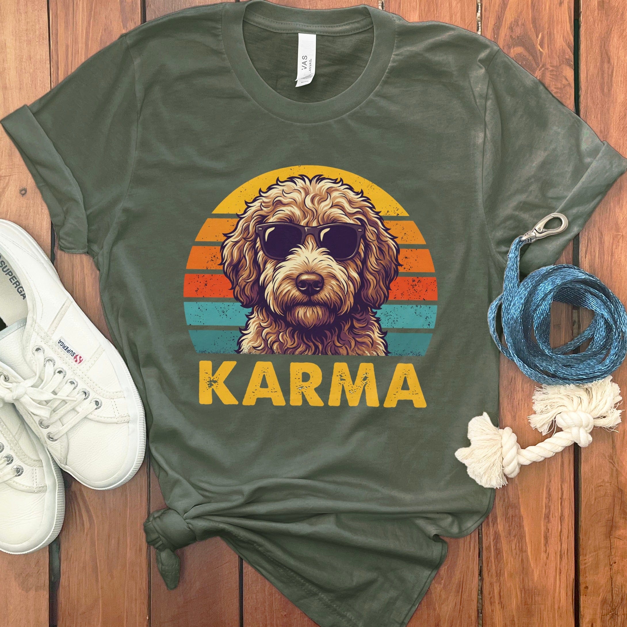 Cool Karma Doodle Dog T-Shirt in Military Green / S by Puppy Jo