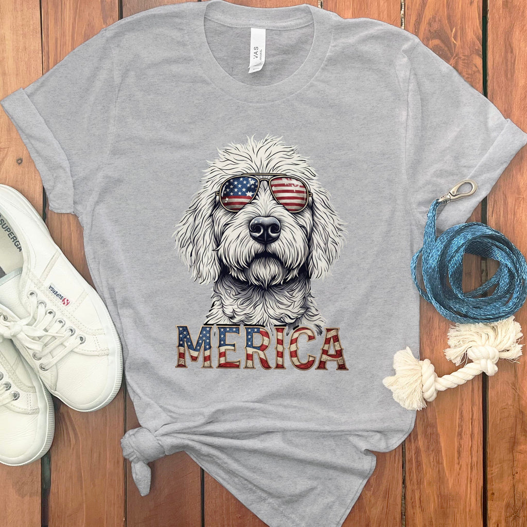 Cool Patriotic Doodle T-Shirt in Athletic Heather / S by Puppy Jo