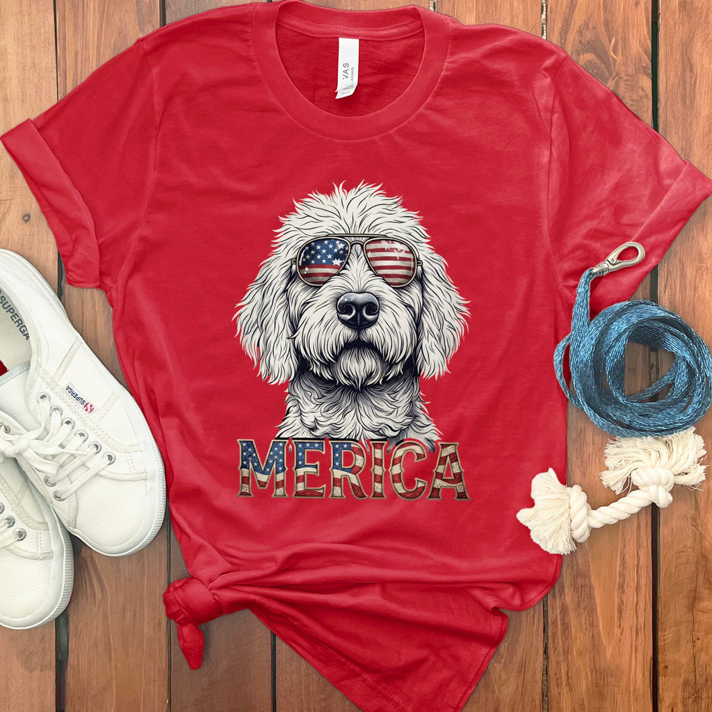 Cool Patriotic Doodle T-Shirt in Red / S by Puppy Jo