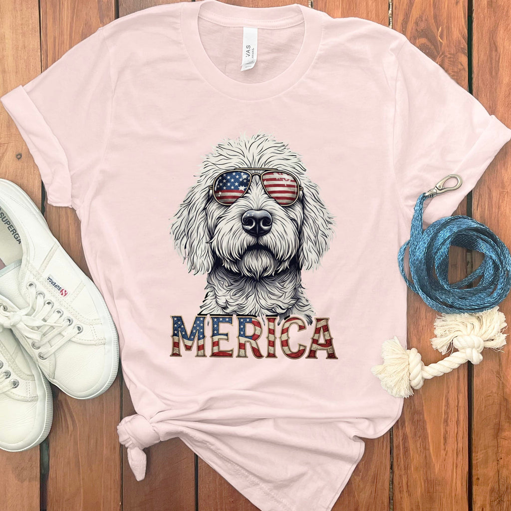 Cool Patriotic Doodle T-Shirt in Soft Pink / S by Puppy Jo