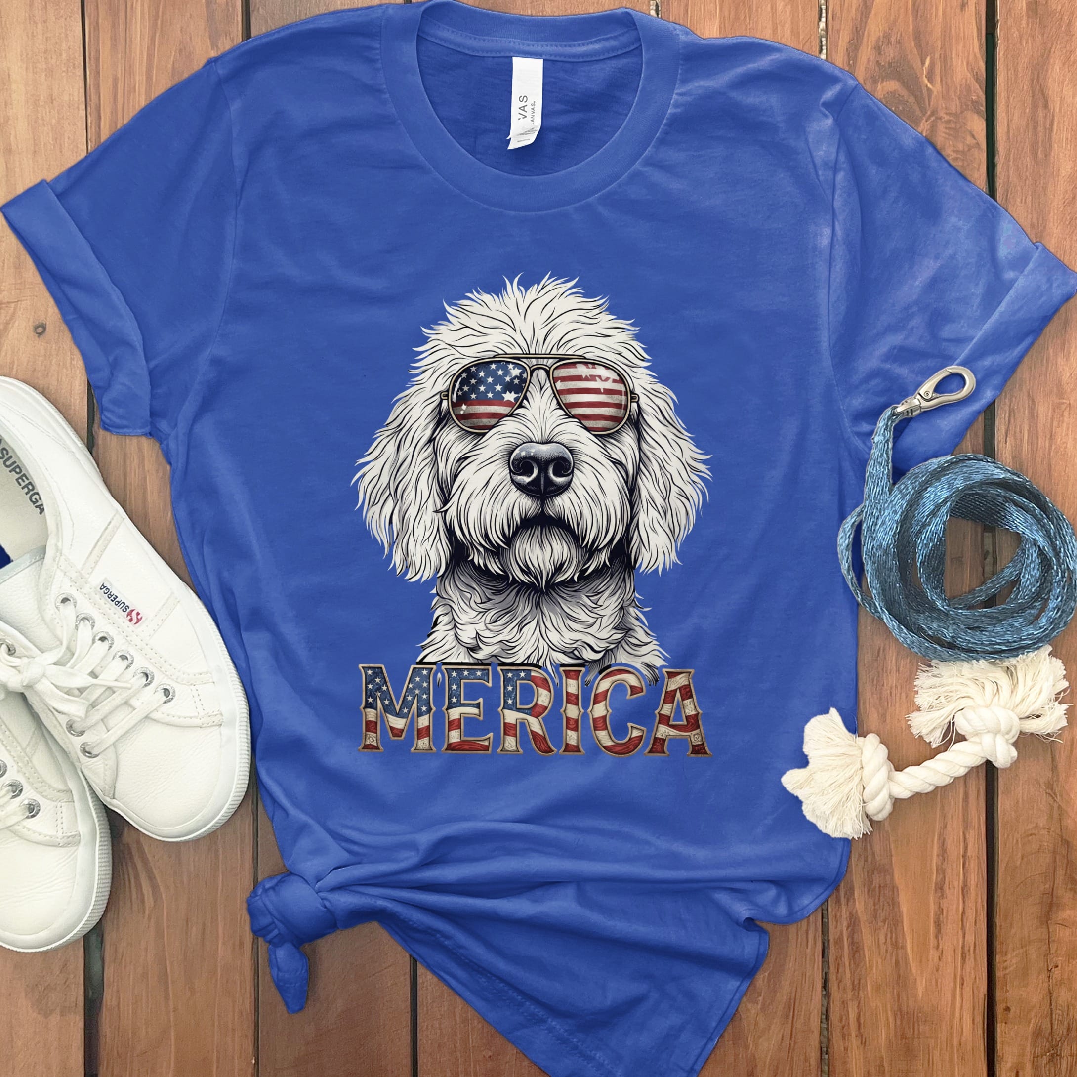Cool Patriotic Doodle T-Shirt in True Royal / S by Puppy Jo