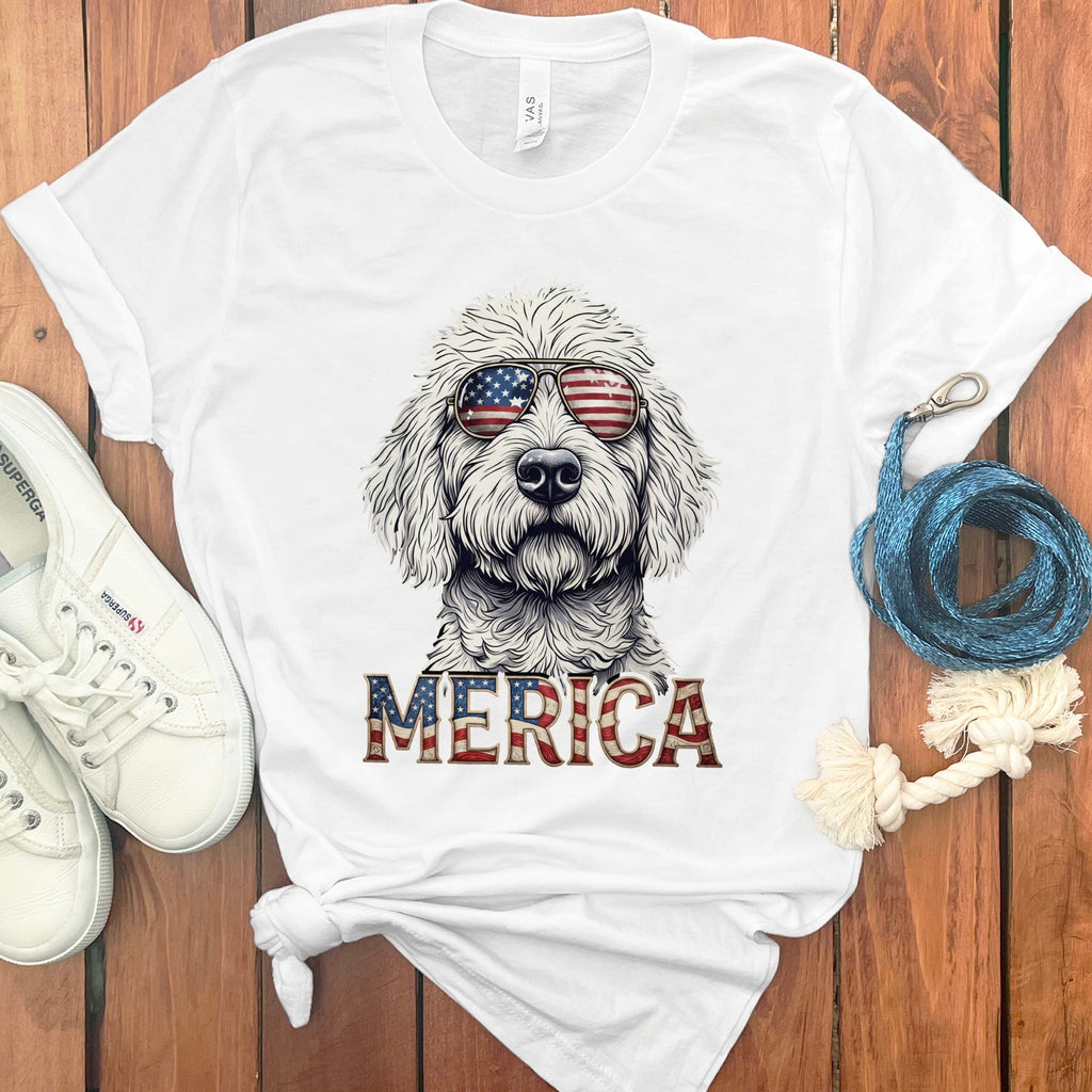 Cool Patriotic Doodle T-Shirt in White / S by Puppy Jo