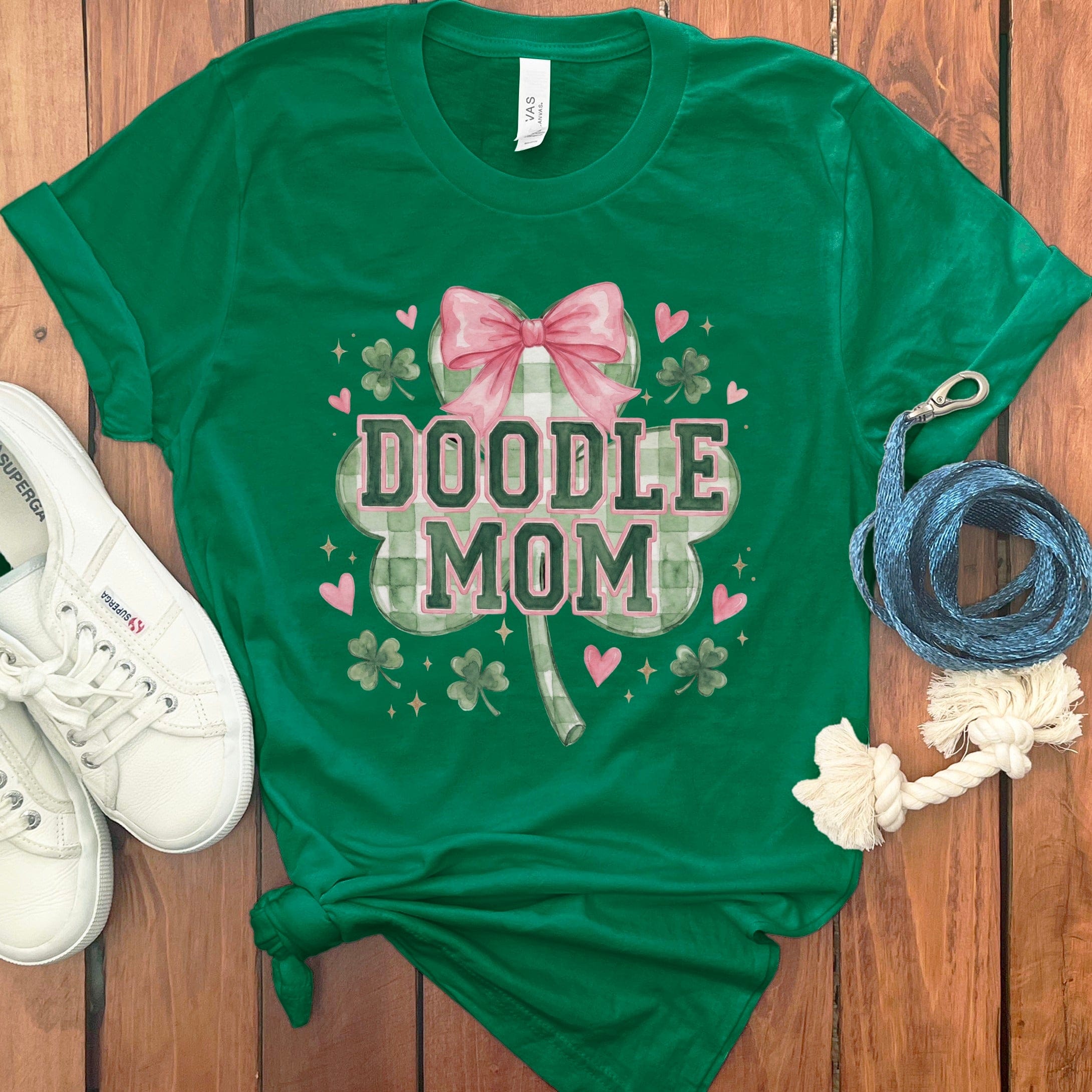 Coquette Clover Doodle Mom T-Shirt in Kelly / S by Puppy Jo