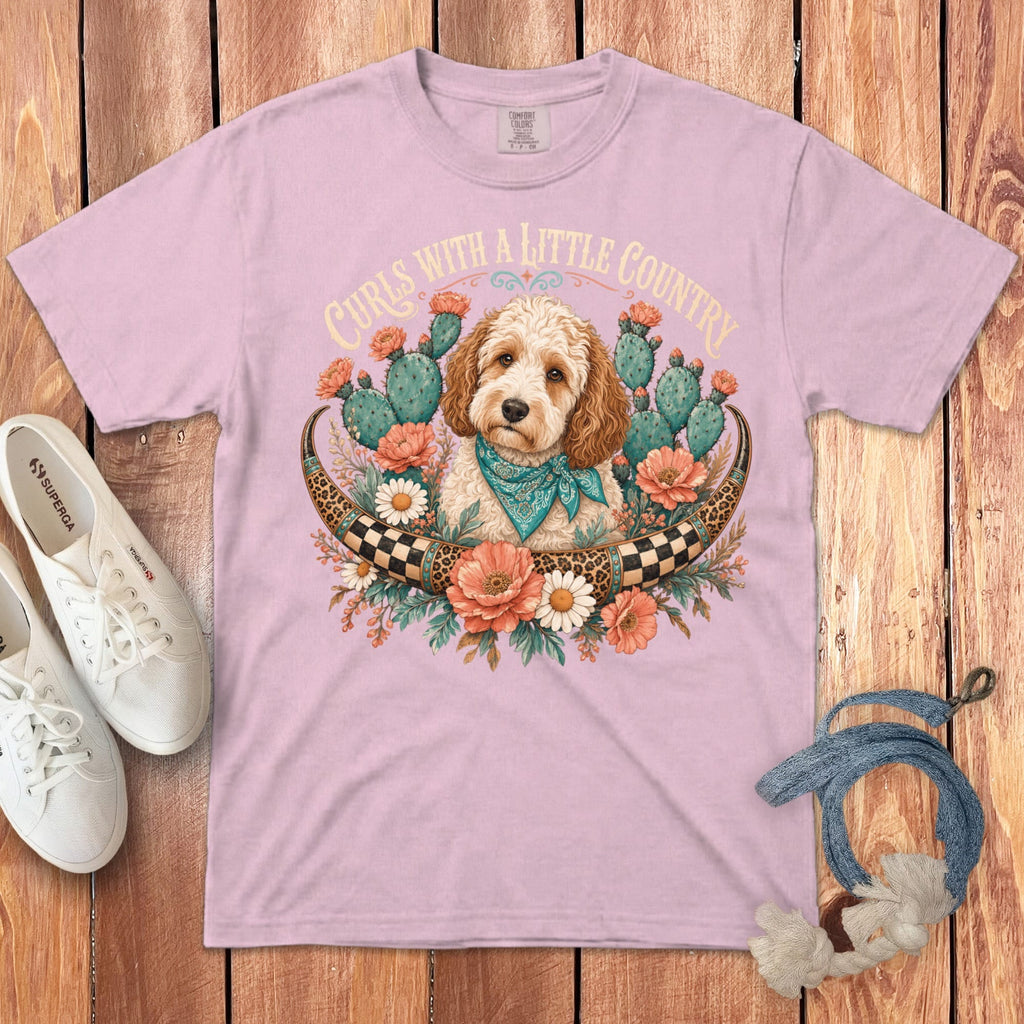 Country Doodle Curls Signature T-Shirt in Blossom / S by Puppy Jo