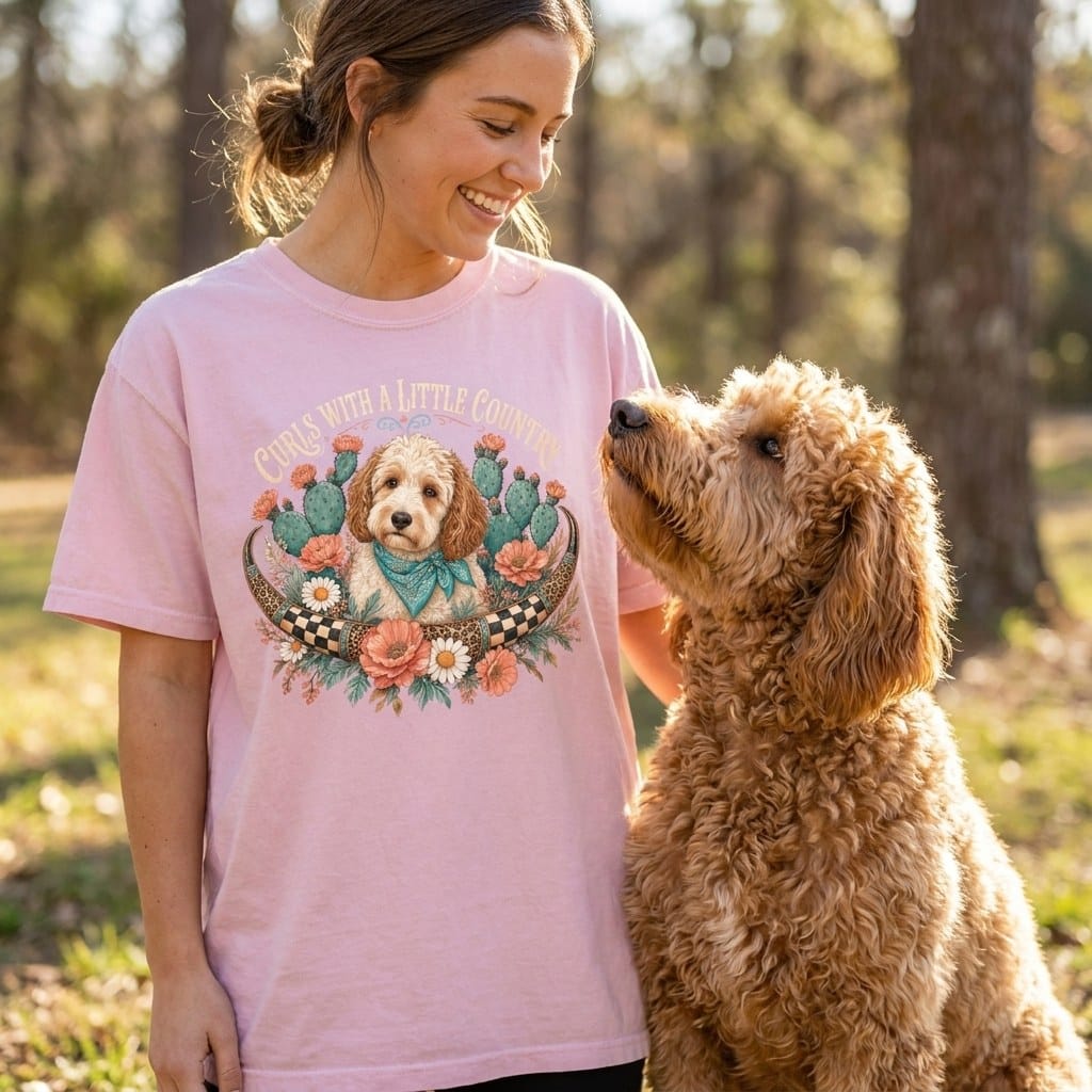 Country Doodle Curls Signature T-Shirt in by Puppy Jo