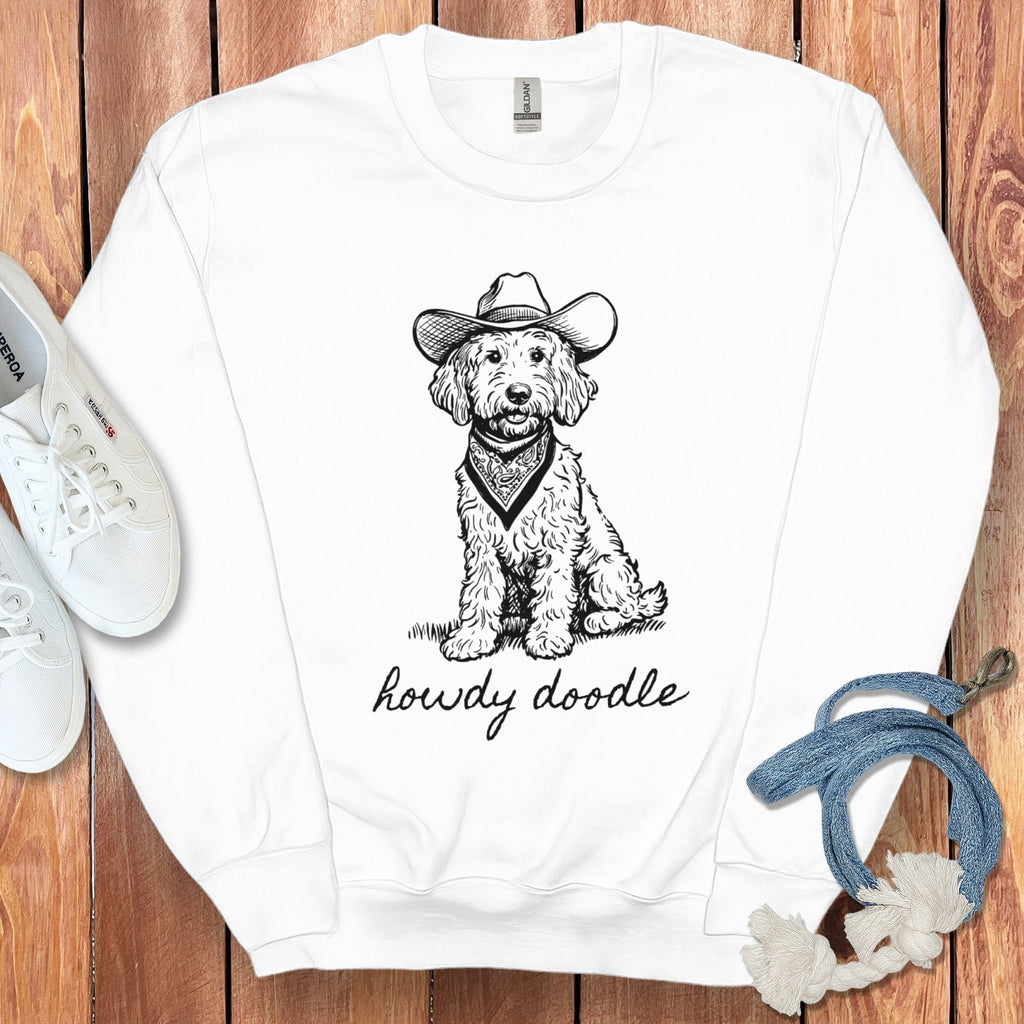 Country Howdy Doodle Sweatshirt in White / S by Puppy Jo
