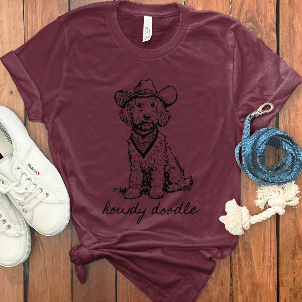 Country Howdy Doodle T-Shirt in Maroon / S by Puppy Jo