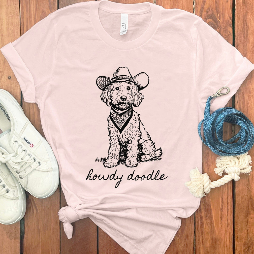 Country Howdy Doodle T-Shirt in Soft Pink / S by Puppy Jo
