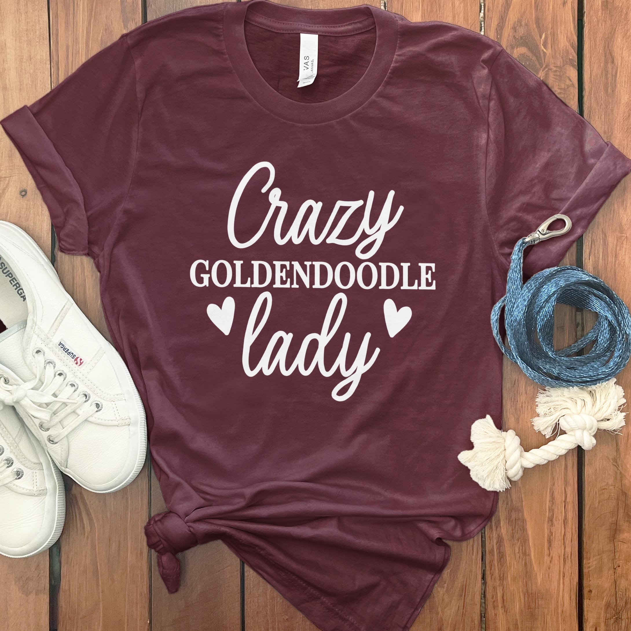 Crazy Goldendoodle Lady T-Shirt in Maroon / M by Puppy Jo