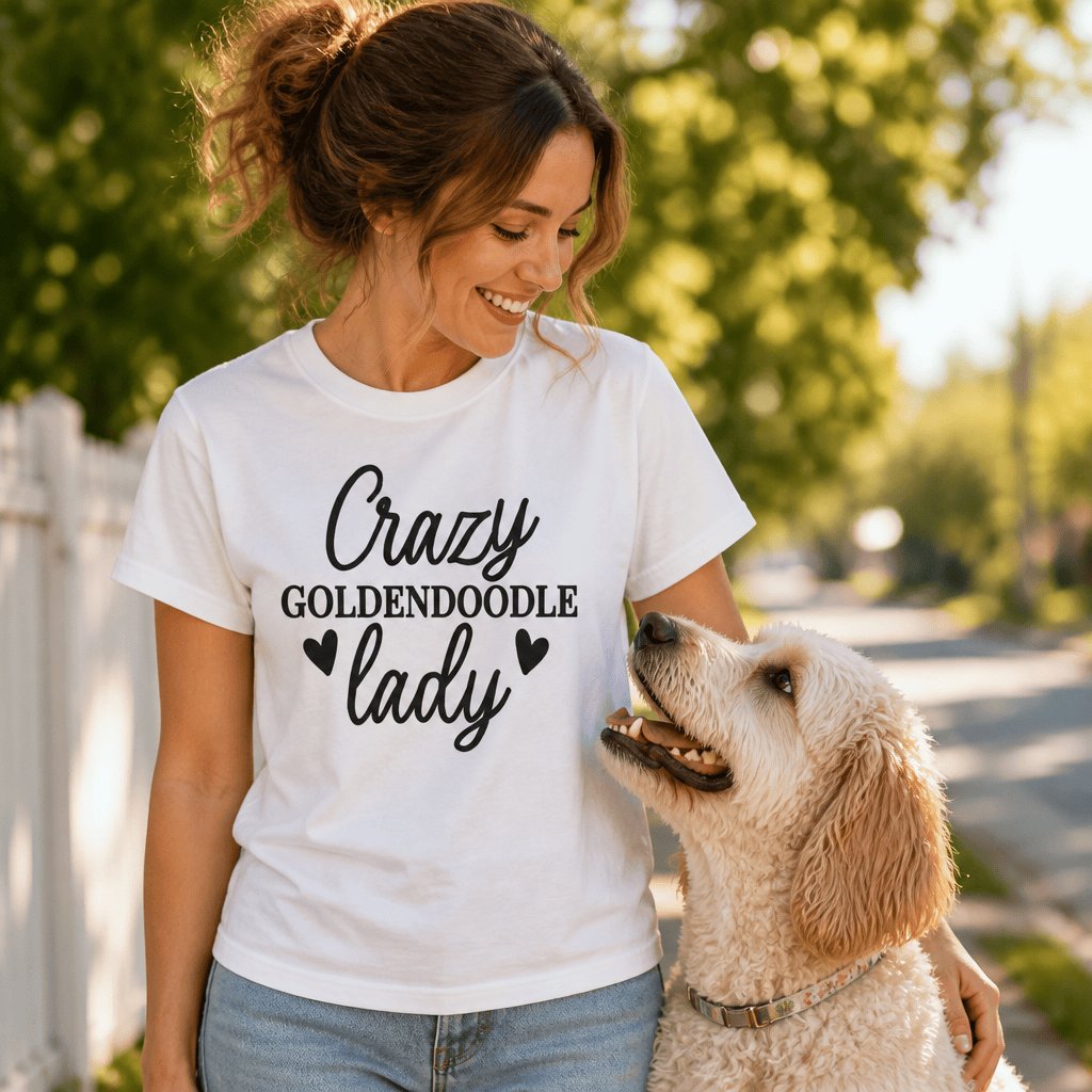Crazy Goldendoodle Lady T-Shirt in by Puppy Jo