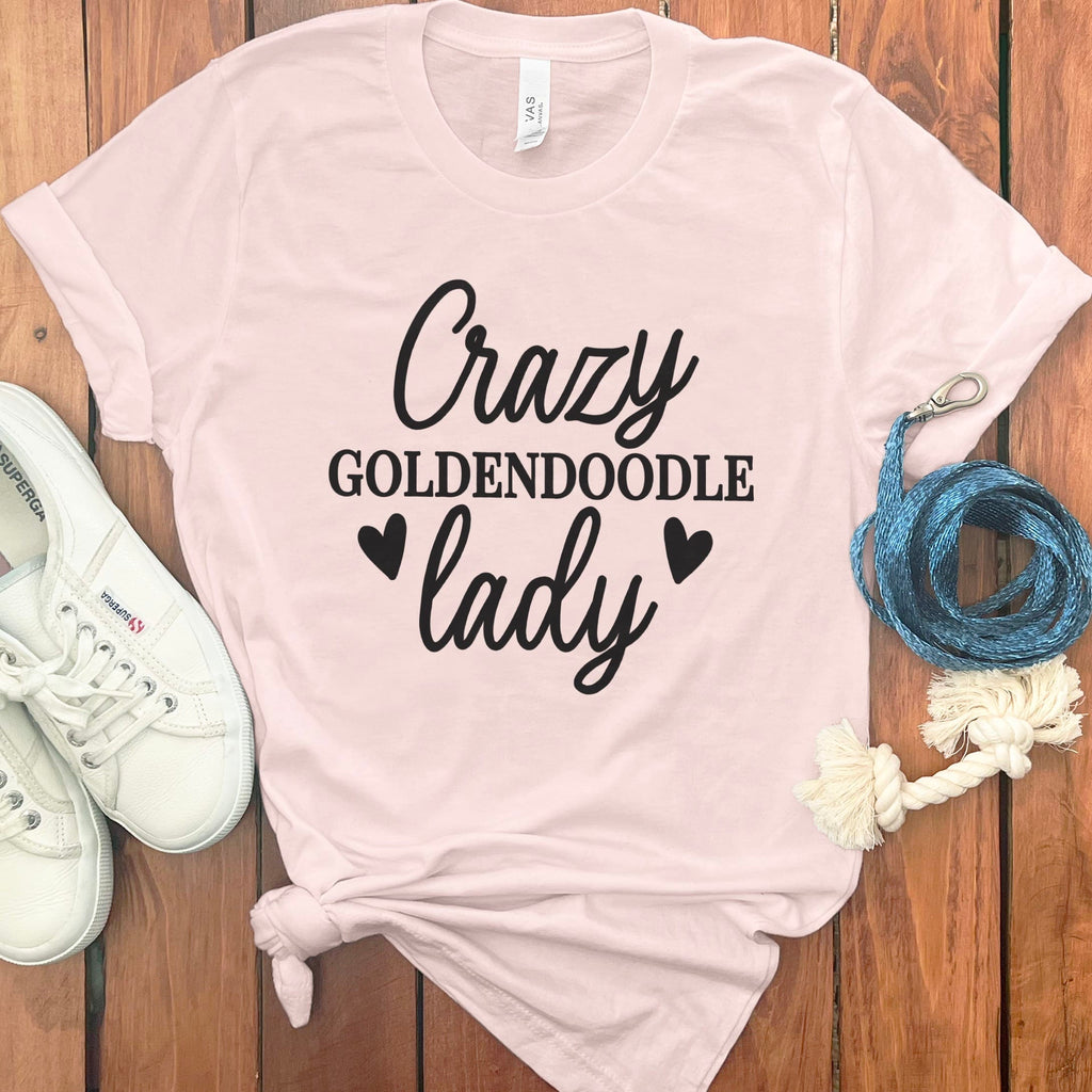 Crazy Goldendoodle Lady T-Shirt in Soft Pink / M by Puppy Jo