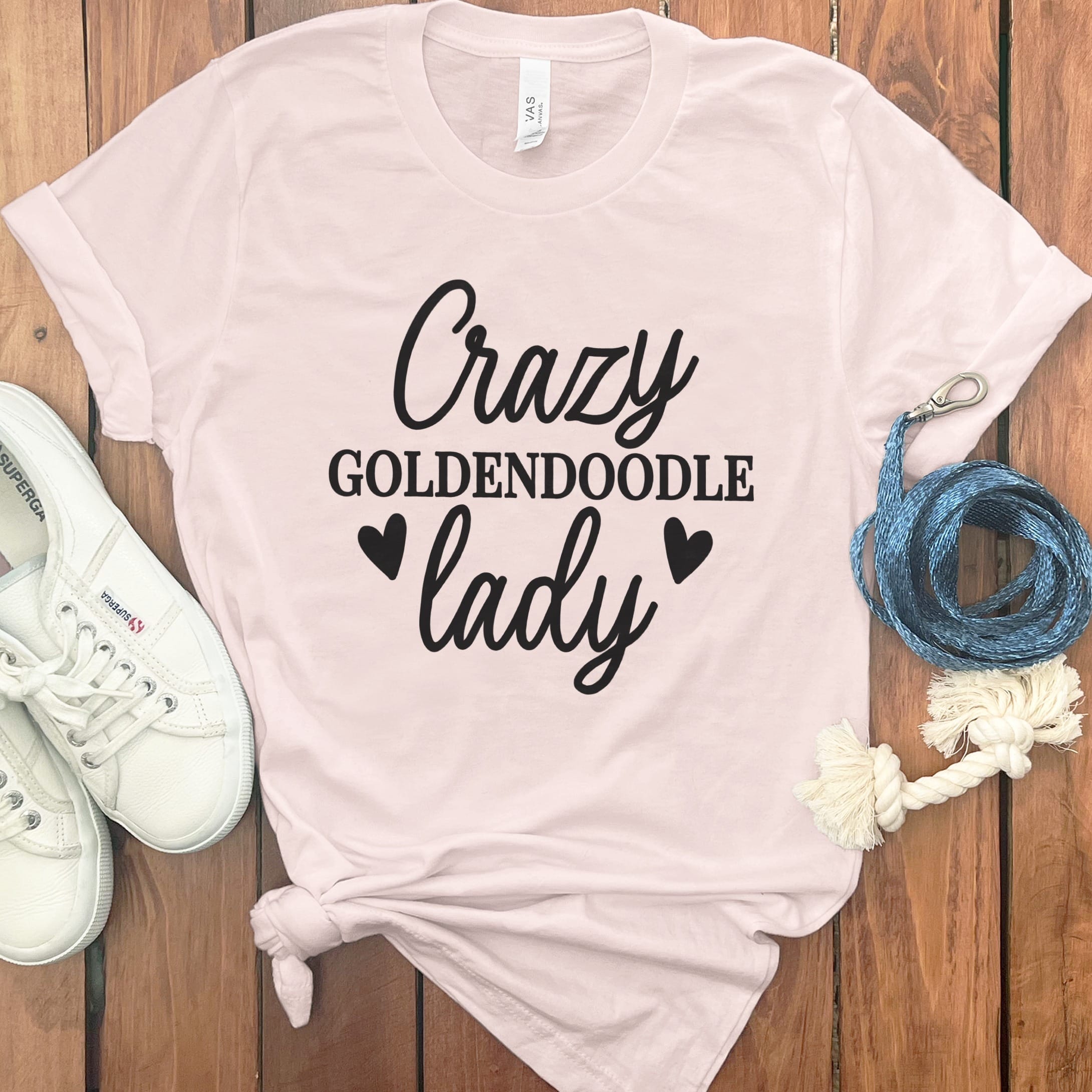 Crazy Goldendoodle Lady T-Shirt in Soft Pink / M by Puppy Jo