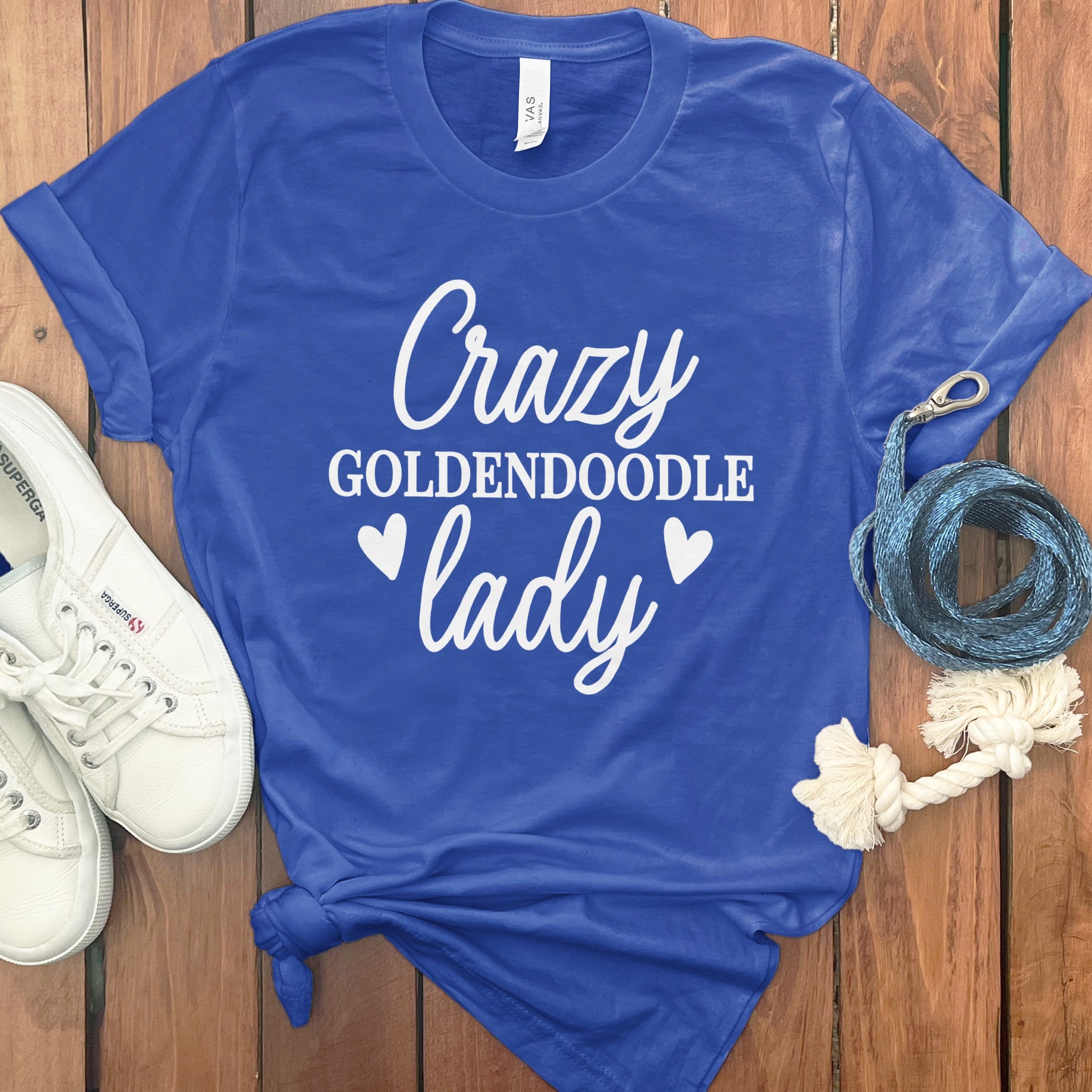 Crazy Goldendoodle Lady T-Shirt in True Royal / M by Puppy Jo