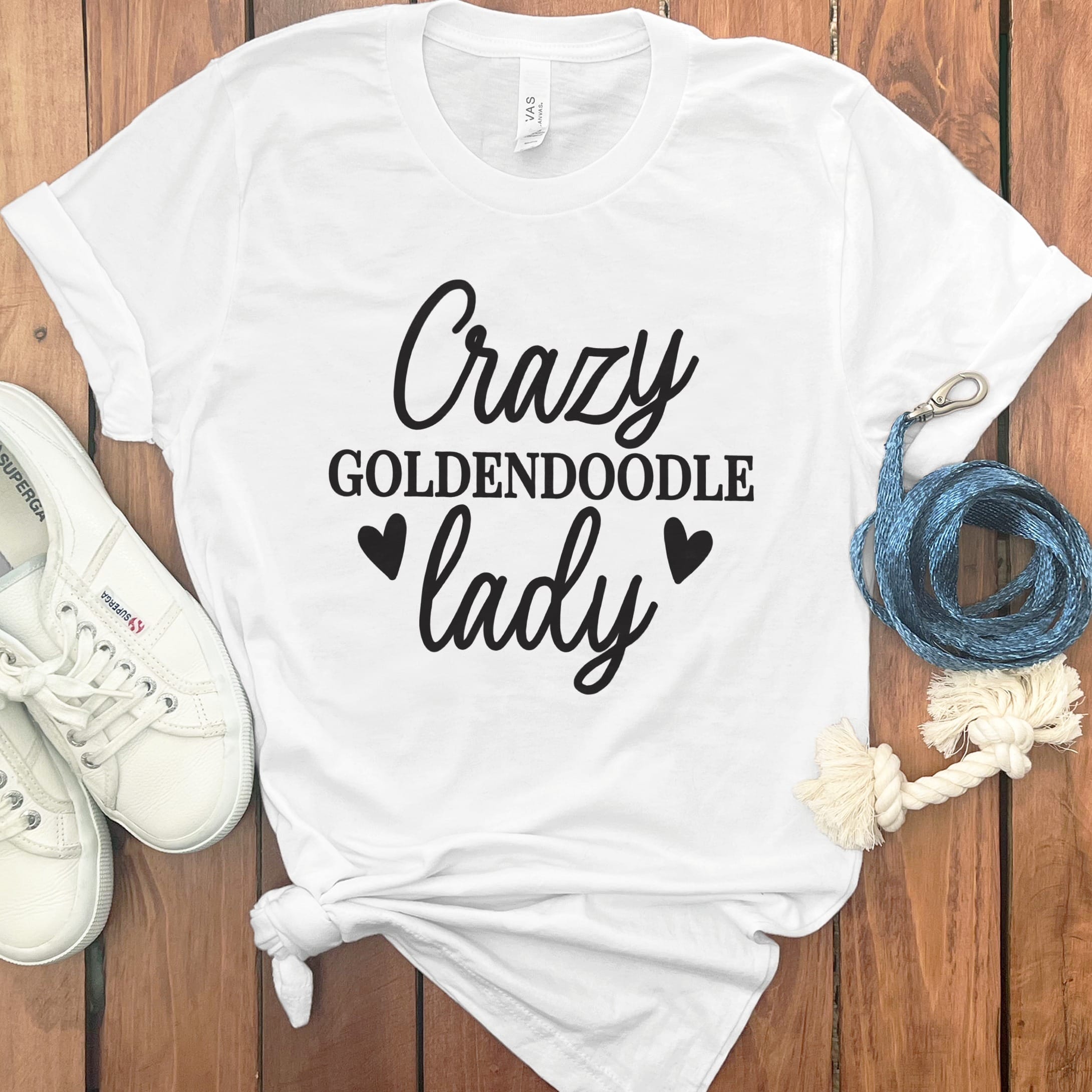 Crazy Goldendoodle Lady T-Shirt in White / M by Puppy Jo
