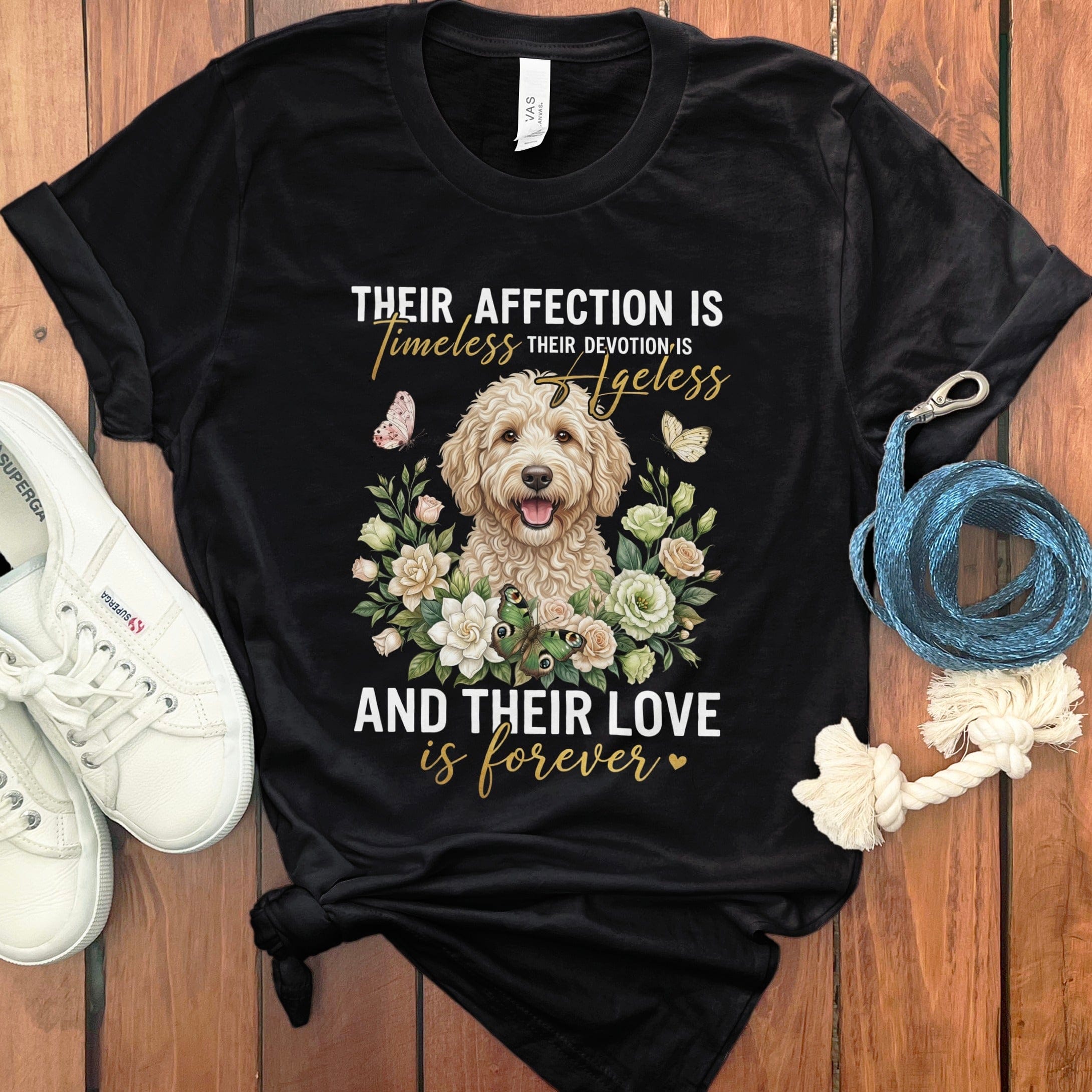 Cream Doodle Affection T-Shirt in Black / M by Puppy Jo