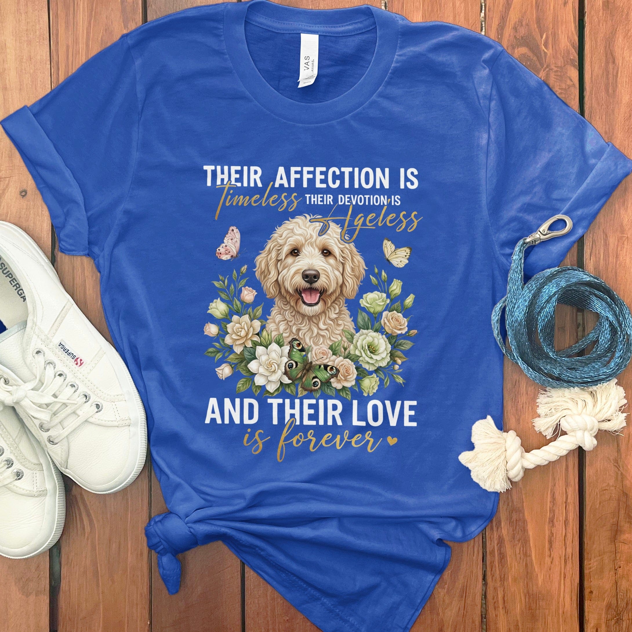 Cream Doodle Affection T-Shirt in True Royal / M by Puppy Jo