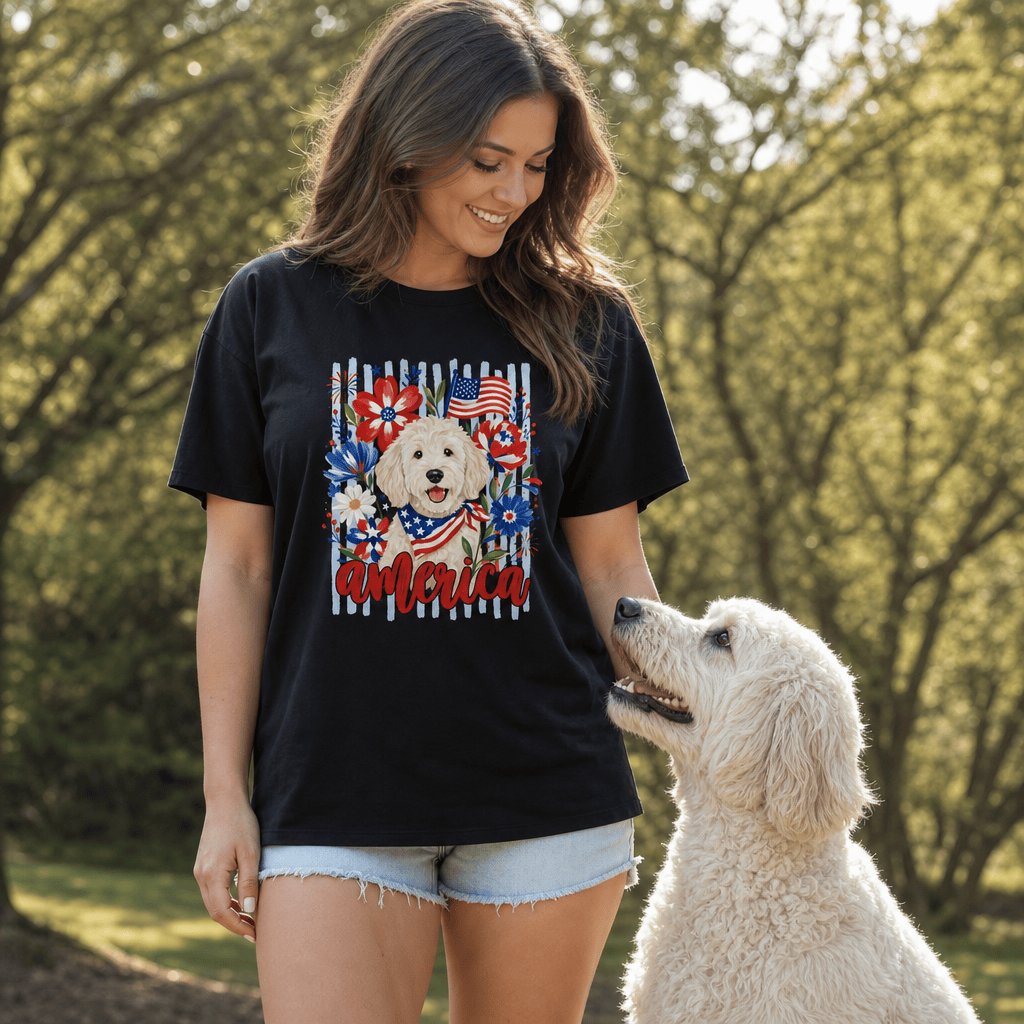 Cream Doodle America T-Shirt in by Puppy Jo