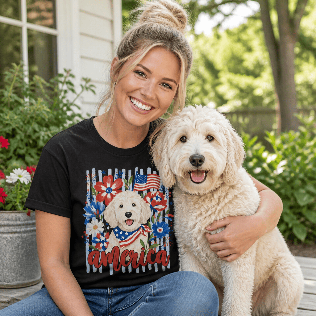 Cream Doodle America T-Shirt in by Puppy Jo