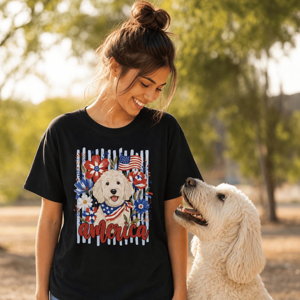 Cream Doodle America T-Shirt in by Puppy Jo