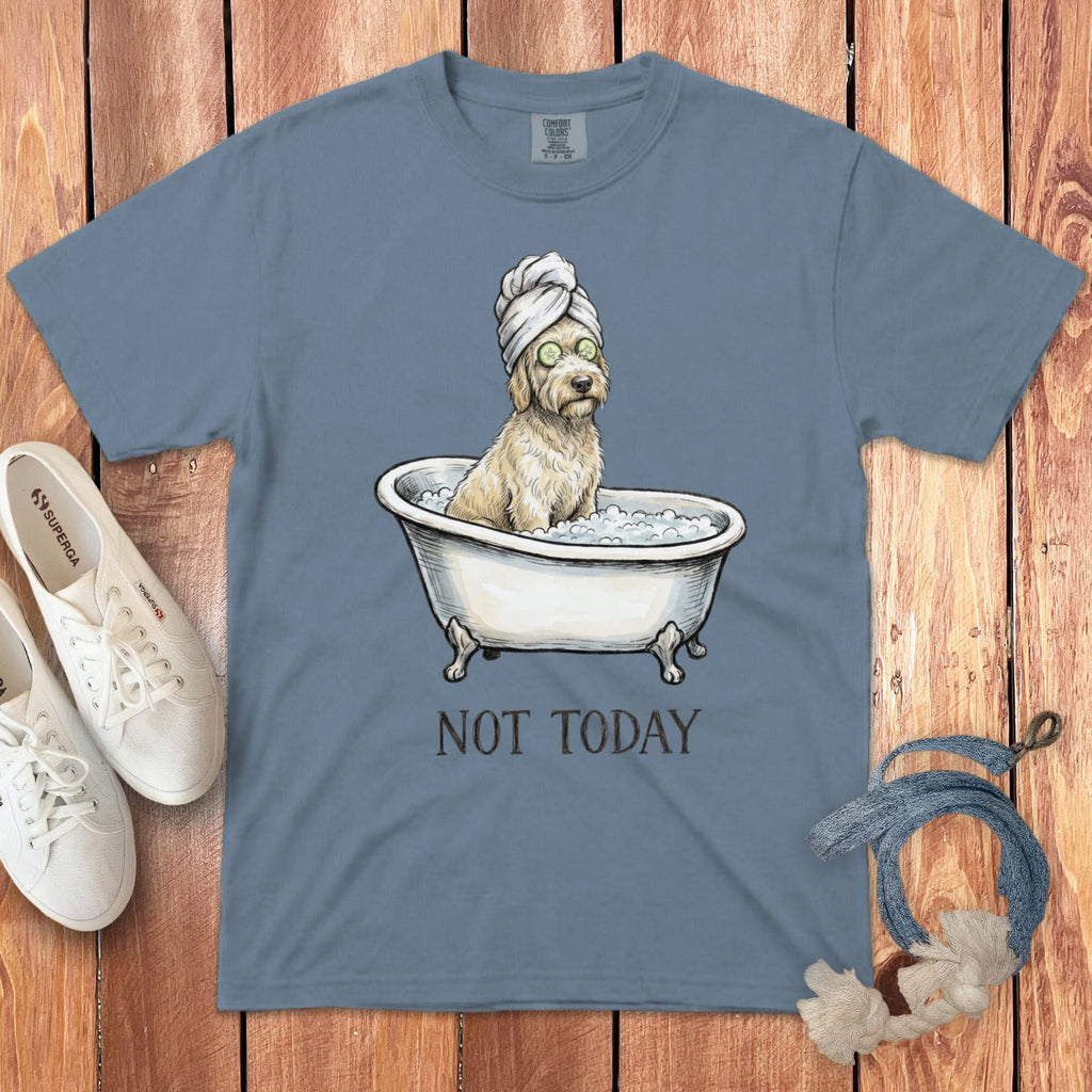 Cream Doodle Bath Signature T-Shirt in Blue Jean / M by Puppy Jo