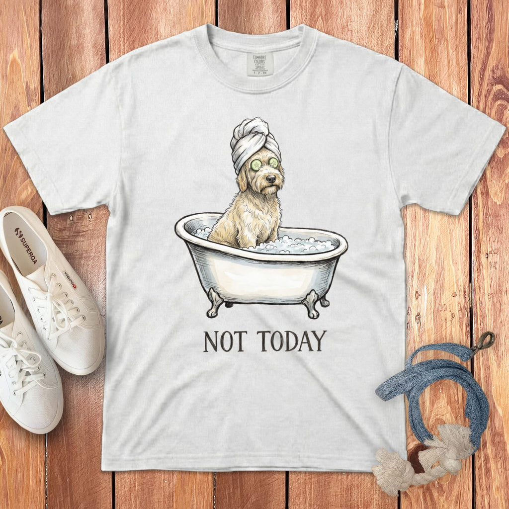 Cream Doodle Bath Signature T-Shirt in White / M by Puppy Jo
