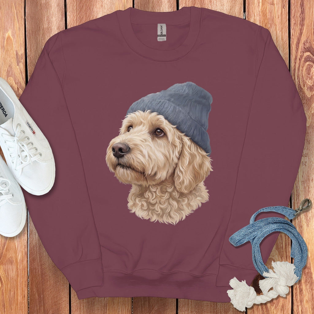 Cream Doodle Blue Cap Sweatshirt in Maroon / M / Sweatshirts #1 by Puppy Jo