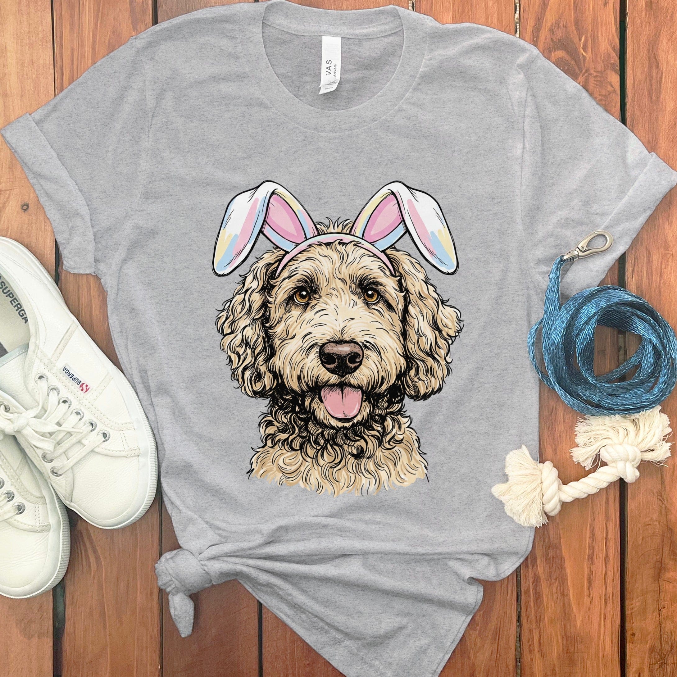 Cream Doodle Bunny T-Shirt in Athletic Heather / S by Puppy Jo