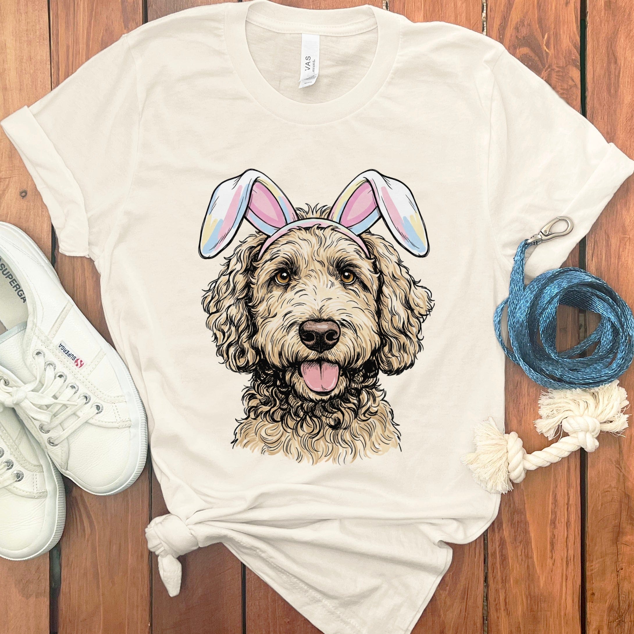 Cream Doodle Bunny T-Shirt in Natural / S by Puppy Jo