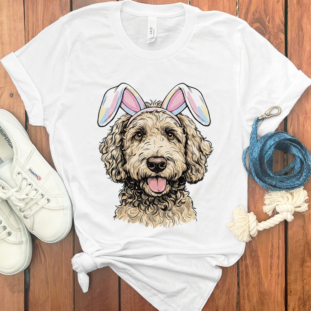 Cream Doodle Bunny T-Shirt in White / S by Puppy Jo