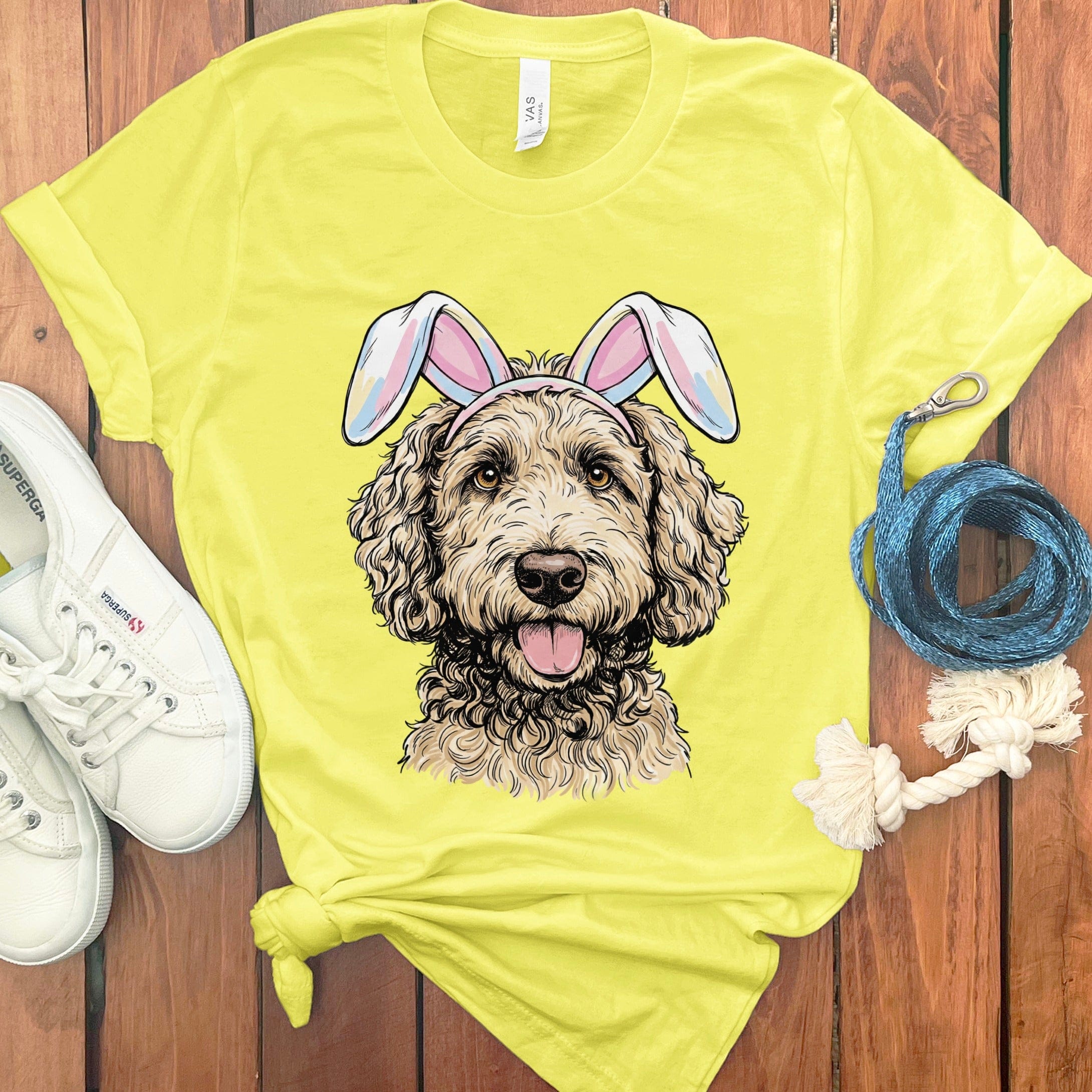 Cream Doodle Bunny T-Shirt in Yellow / S by Puppy Jo