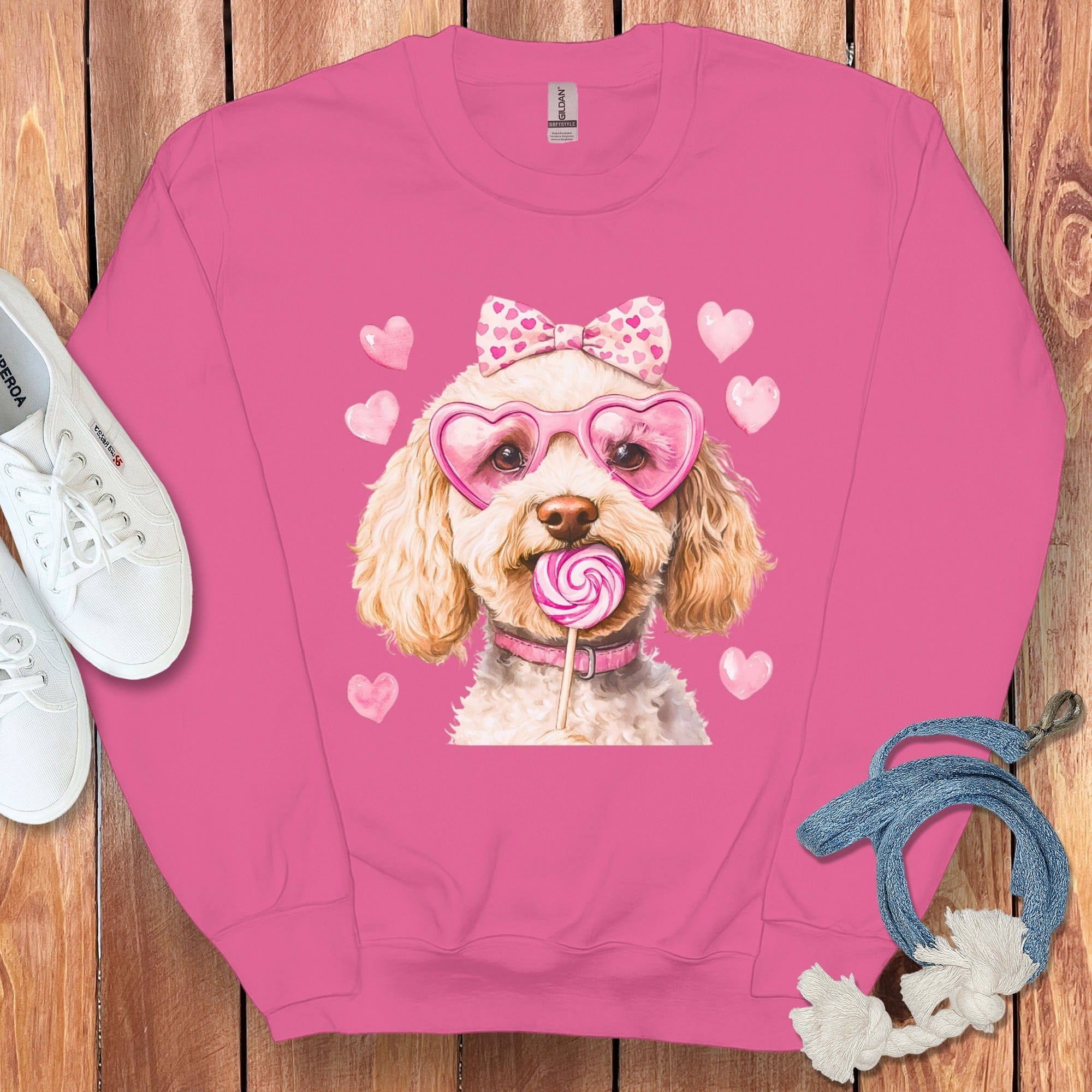 Cream Doodle Coquette Sweatshirt in Heliconia / S by Puppy Jo