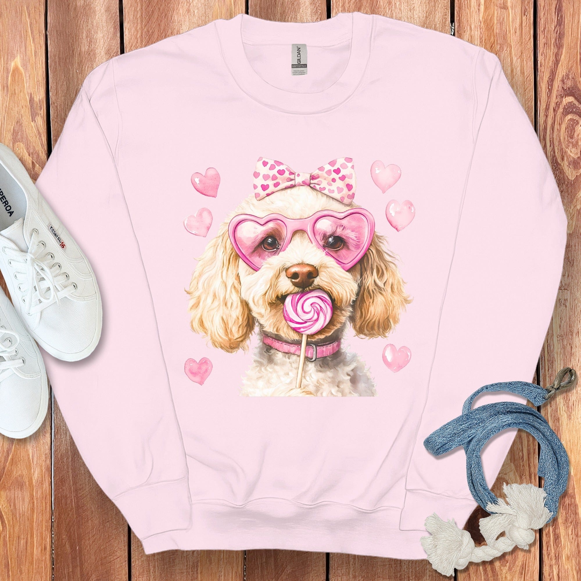 Cream Doodle Coquette Sweatshirt in Light Pink / S by Puppy Jo
