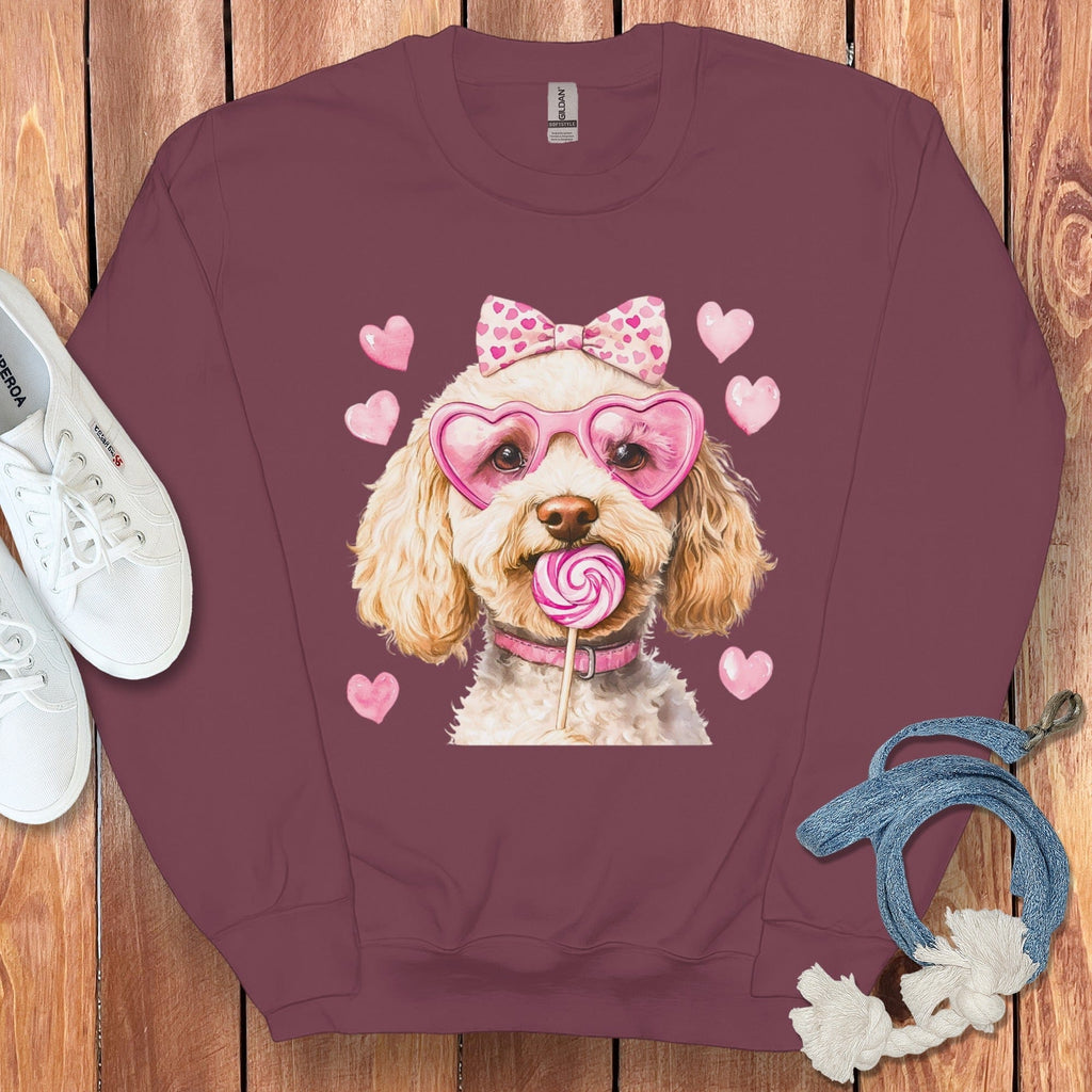 Cream Doodle Coquette Sweatshirt in Maroon / S by Puppy Jo