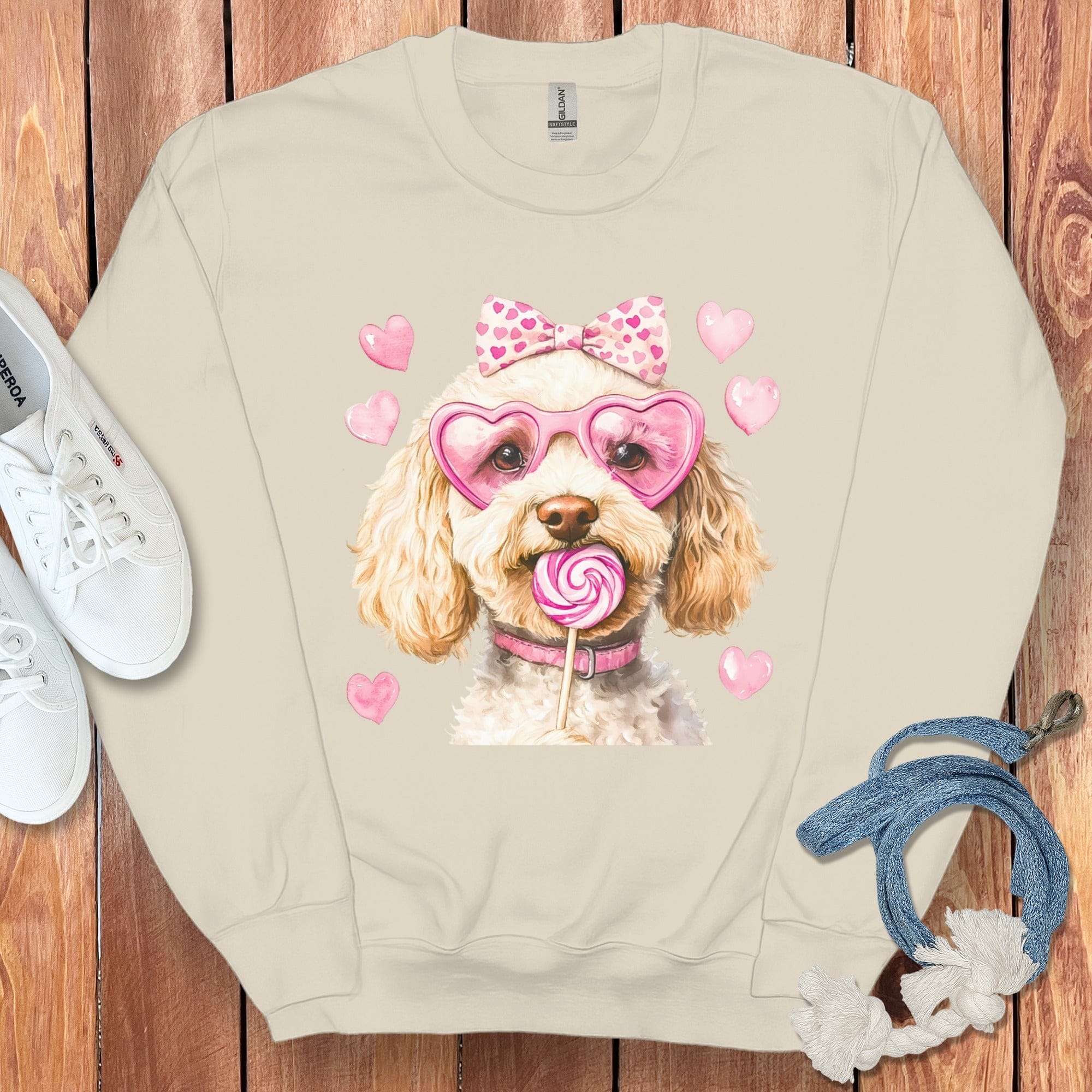 Cream Doodle Coquette Sweatshirt in Sand / S by Puppy Jo