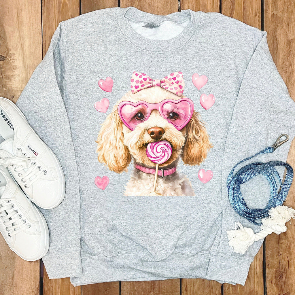 Cream Doodle Coquette Sweatshirt in Sport Grey / S by Puppy Jo