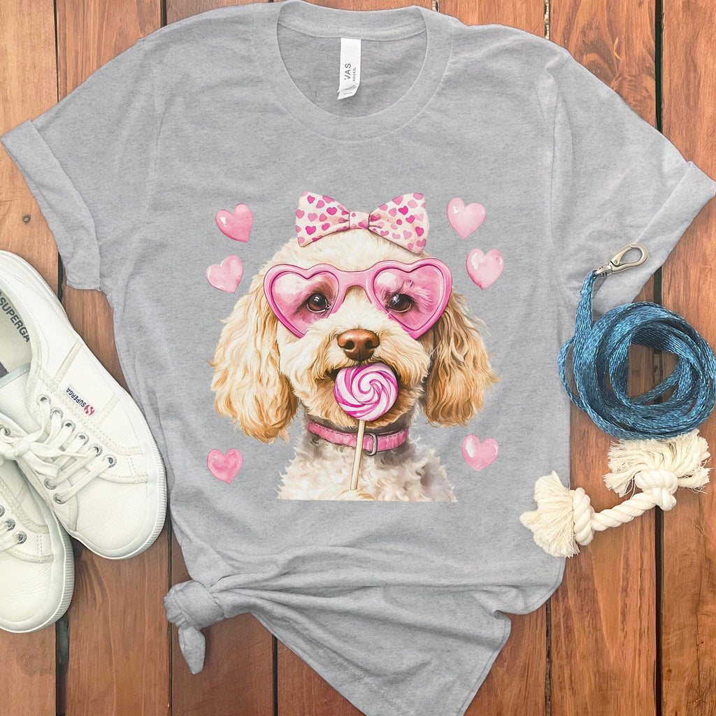 Cream Doodle Coquette T-Shirt in Athletic Heather / S by Puppy Jo