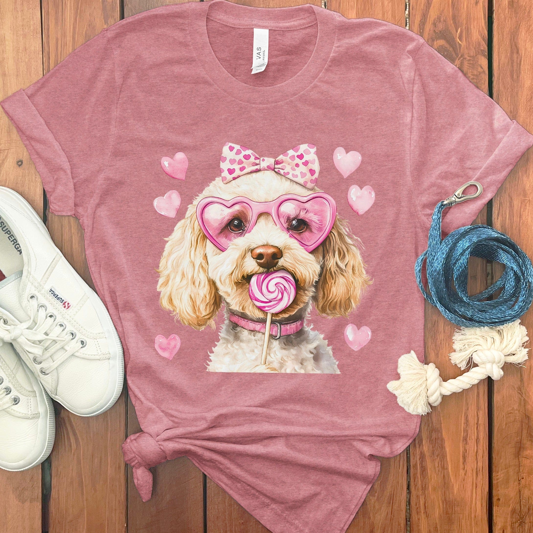 Cream Doodle Coquette T-Shirt in Heather Mauve / S by Puppy Jo