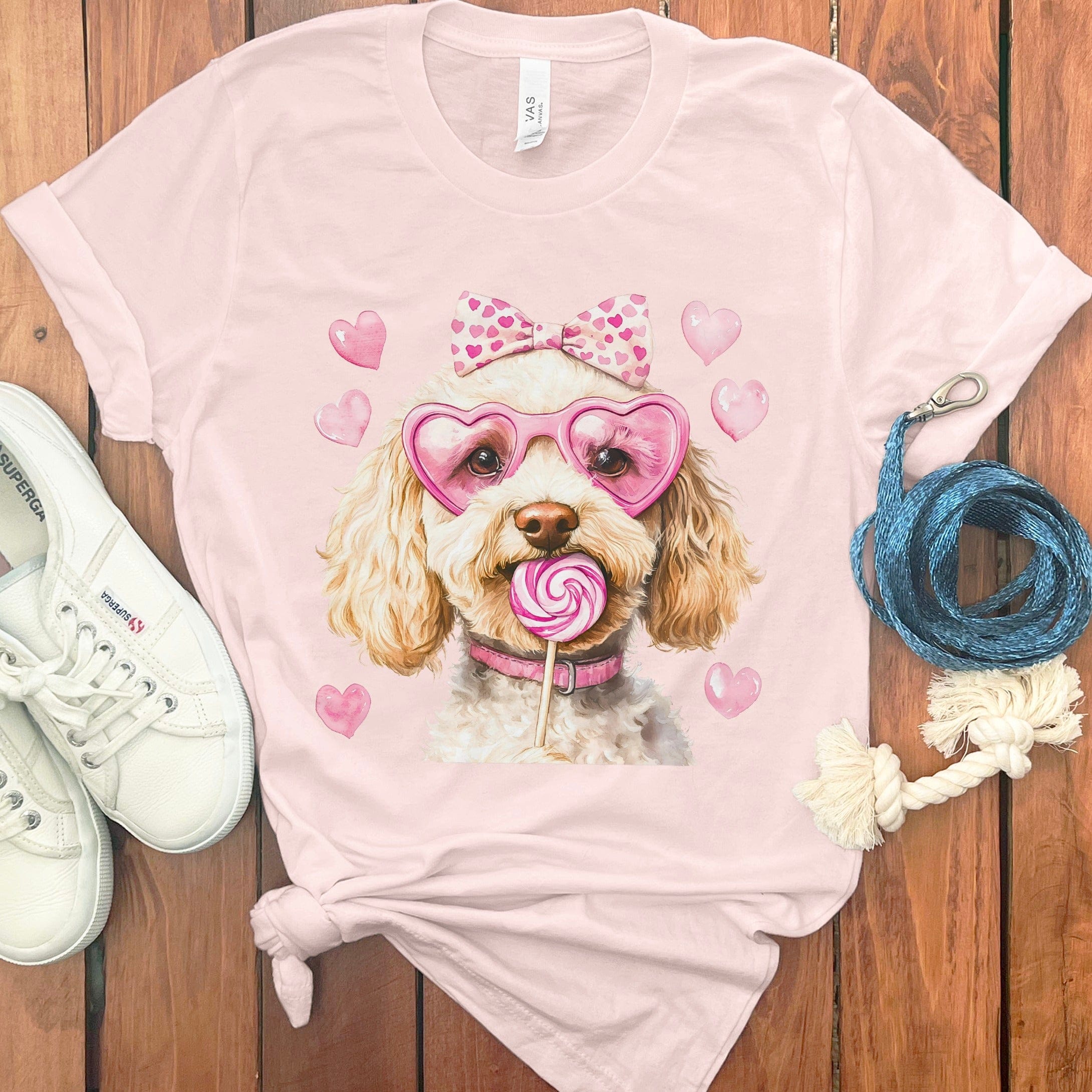 Cream Doodle Coquette T-Shirt in Soft Pink / S by Puppy Jo