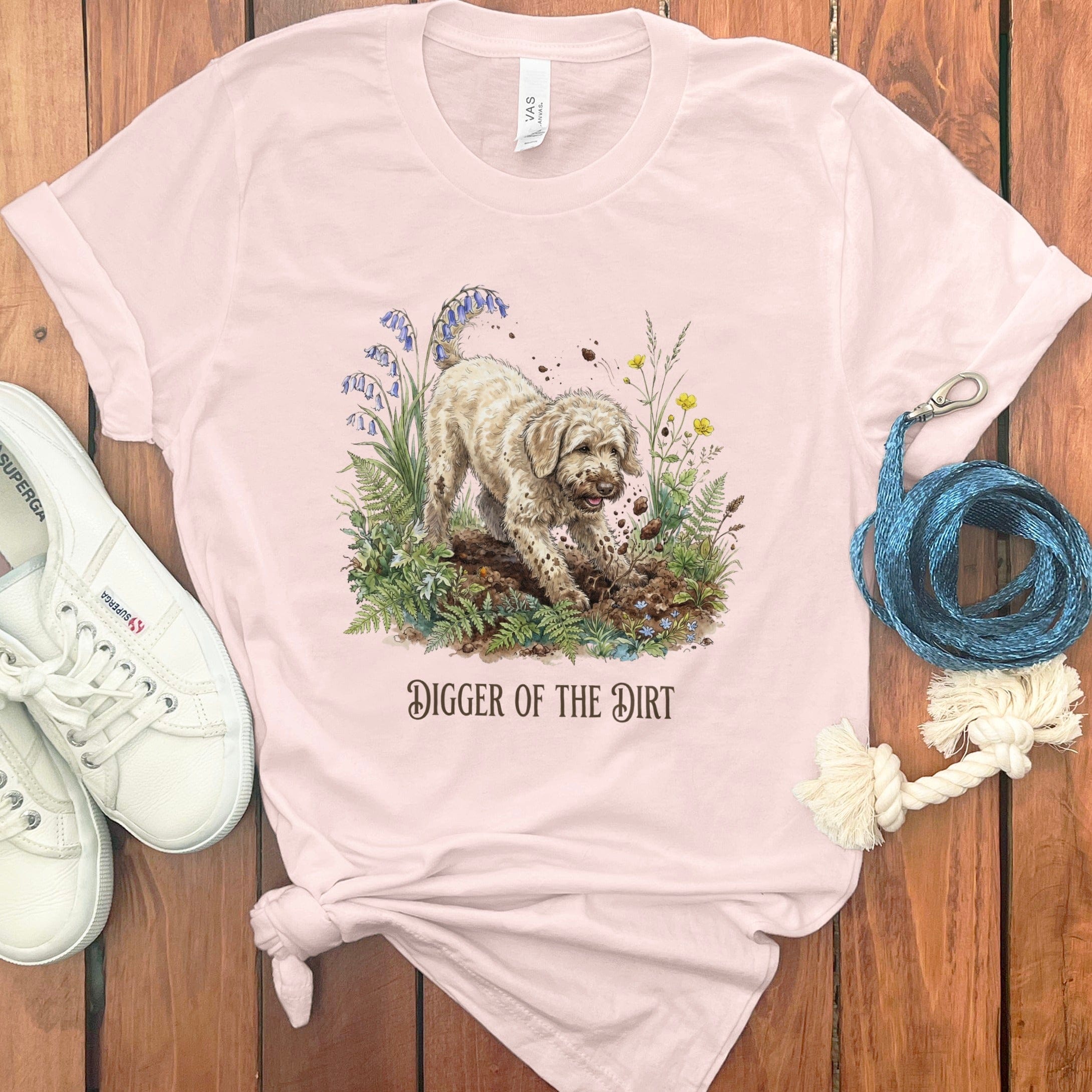Cream Doodle Dirt T-Shirt in Soft Pink / S by Puppy Jo