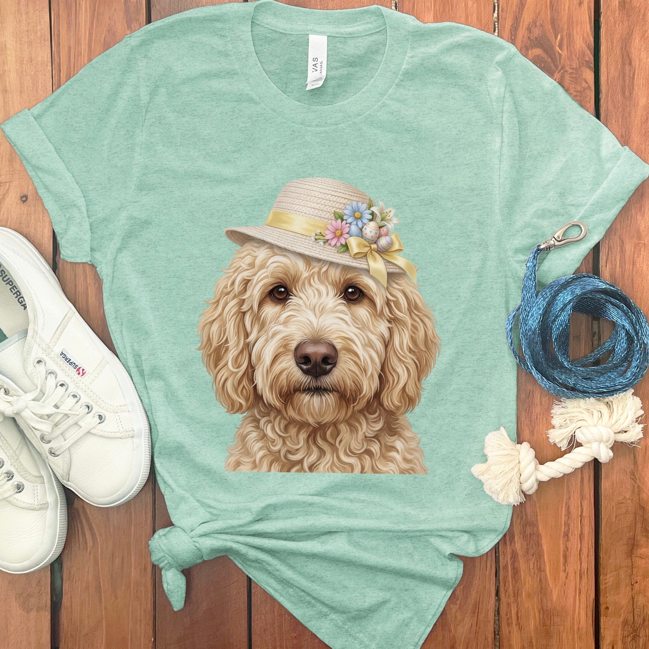 Cream Doodle Easter T-Shirt in Heather Mint / M by Puppy Jo