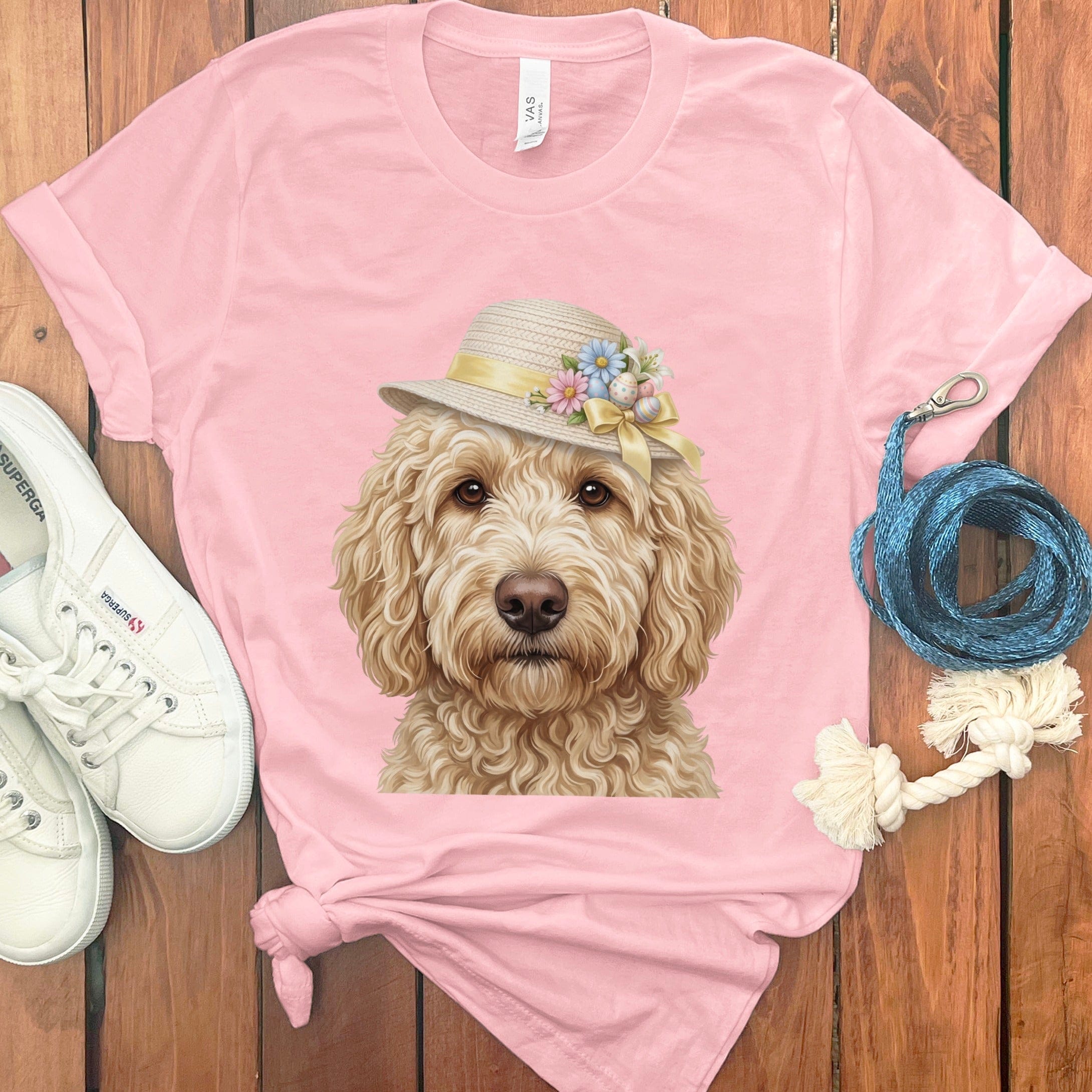 Cream Doodle Easter T-Shirt in Pink / M by Puppy Jo