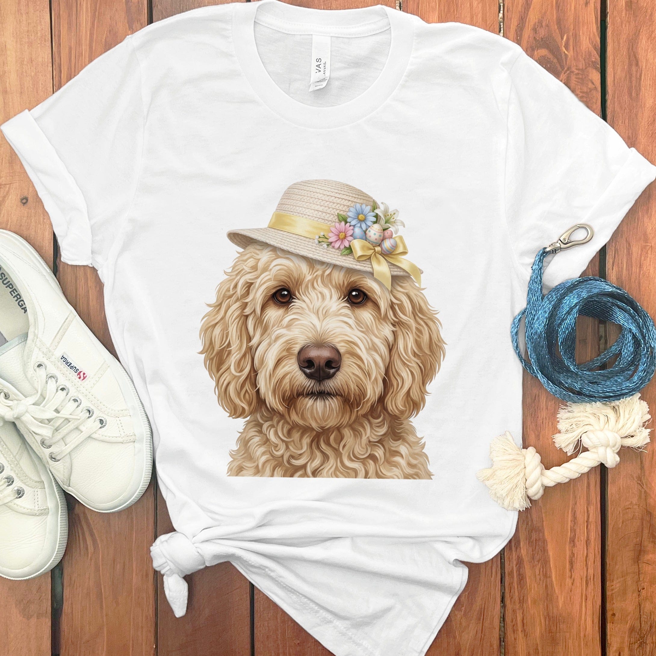 Cream Doodle Easter T-Shirt in White / M by Puppy Jo