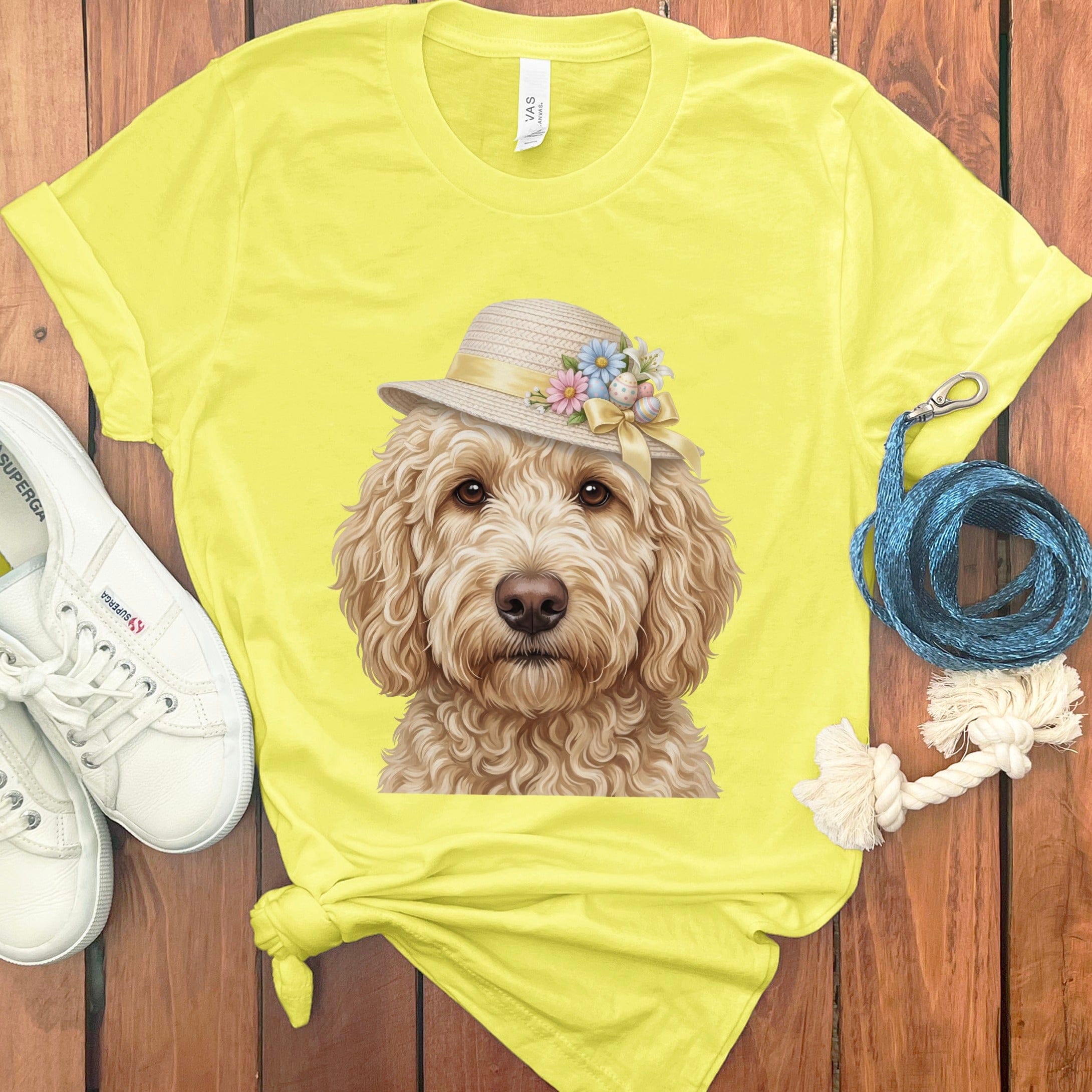 Cream Doodle Easter T-Shirt in Yellow / M by Puppy Jo