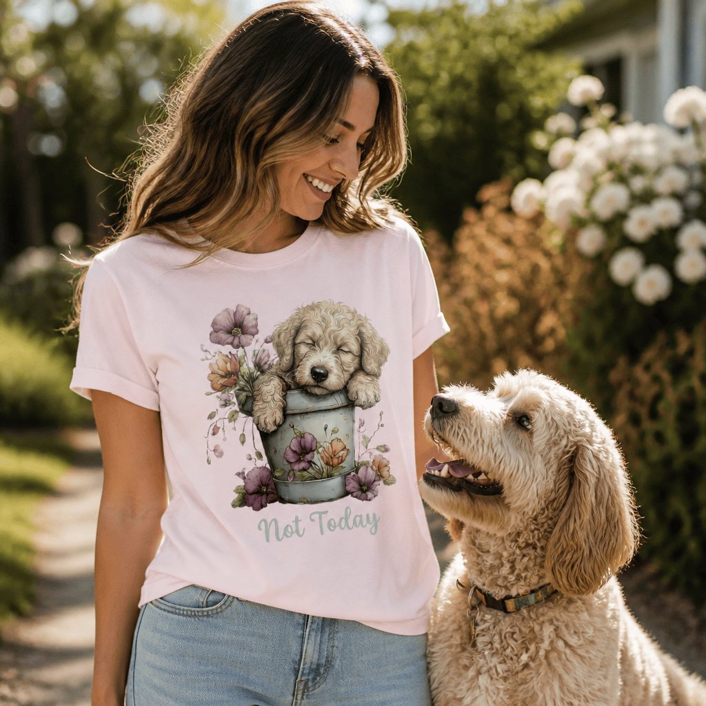 Cream Doodle Flower Pot T-Shirt in by Puppy Jo
