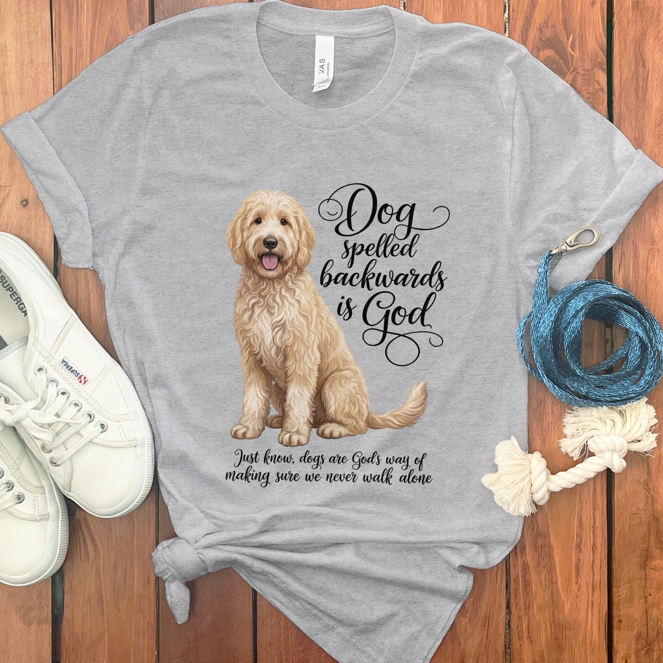 Cream Doodle God T-Shirt in Athletic Heather / S by Puppy Jo